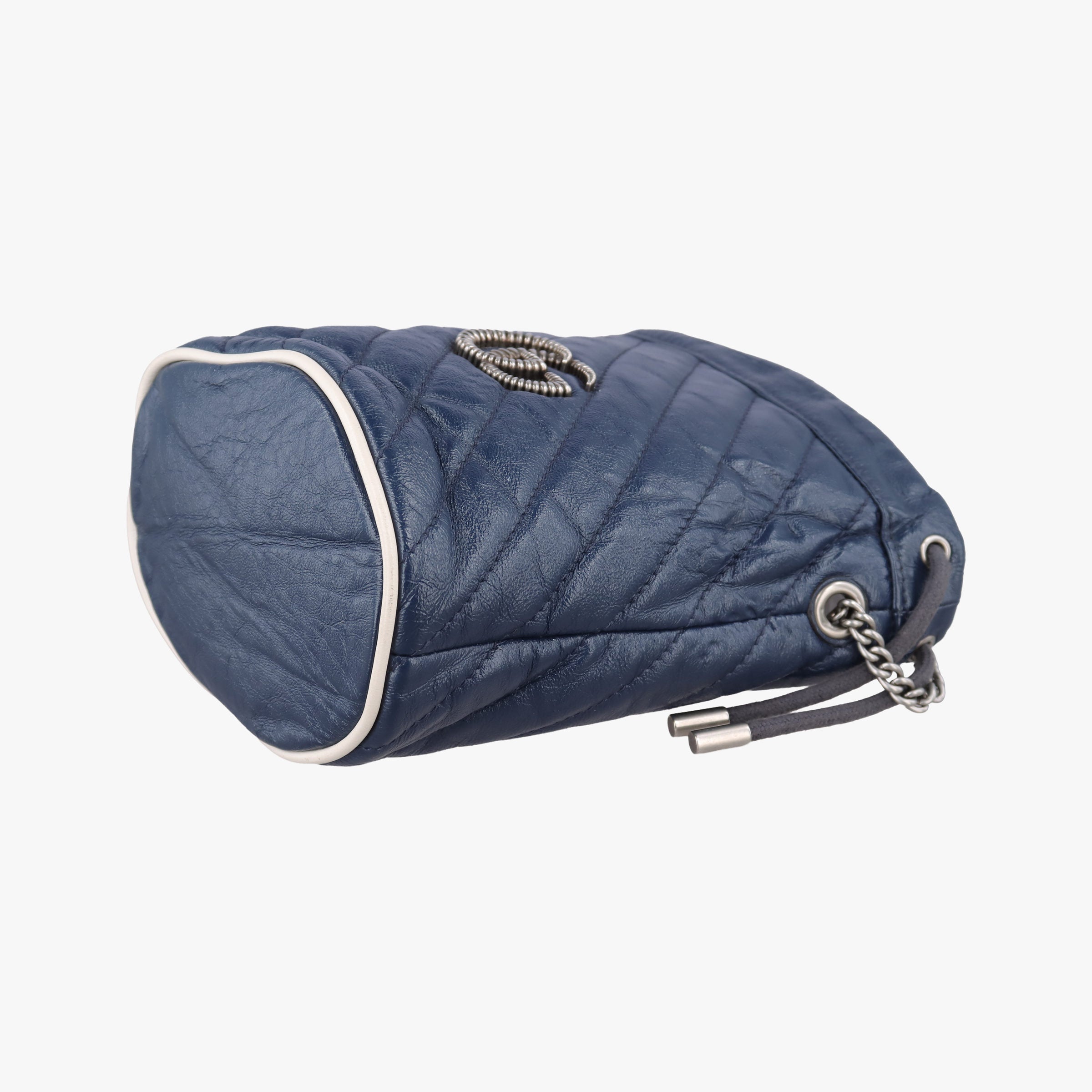 Pre-owned Gucci GG Marmont Blue Leather 573817 shoulderbag | stylenewstar