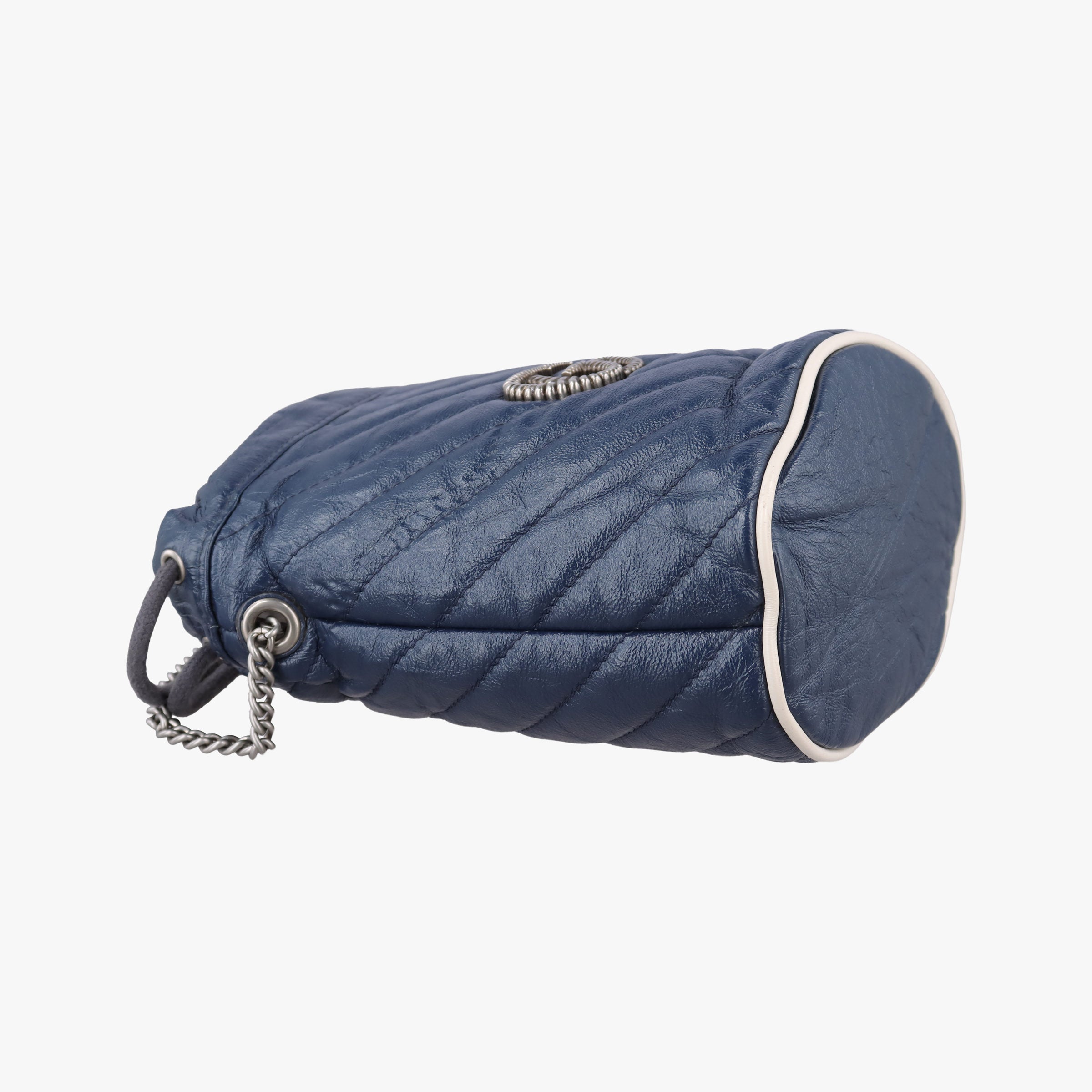 Pre-owned Gucci GG Marmont Blue Leather 573817 shoulderbag | stylenewstar