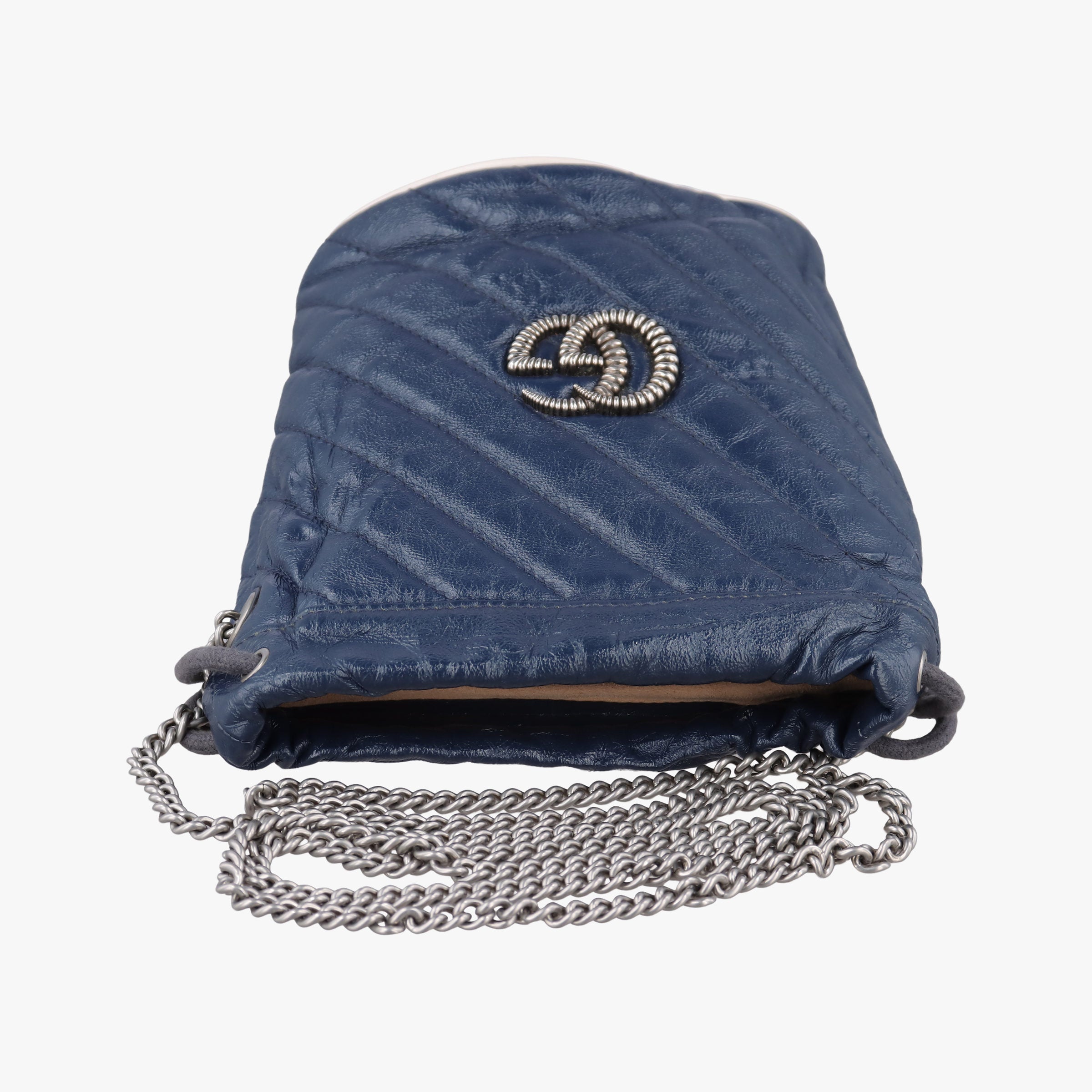 Pre-owned Gucci GG Marmont Blue Leather 573817 shoulderbag | stylenewstar