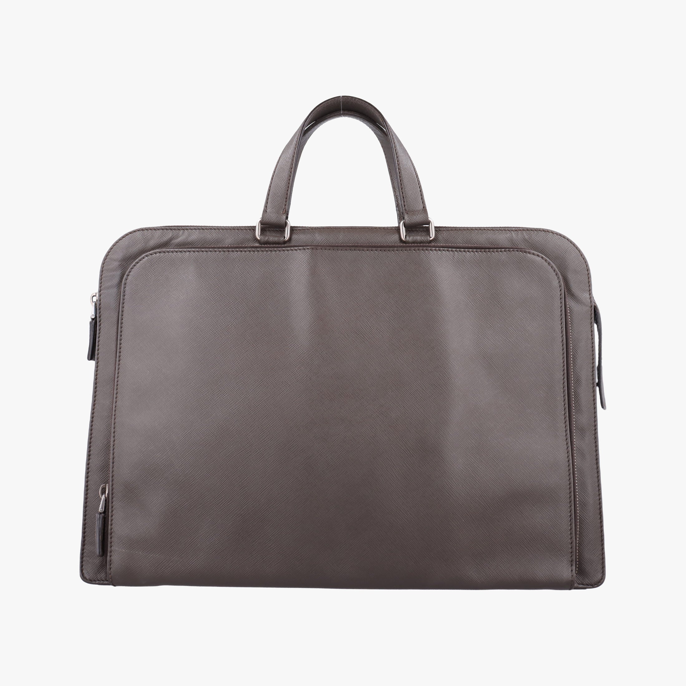 Vintage Prada Triangle Logo Plate Grey Saffiano Leather 178589 handbag | stylenewstar