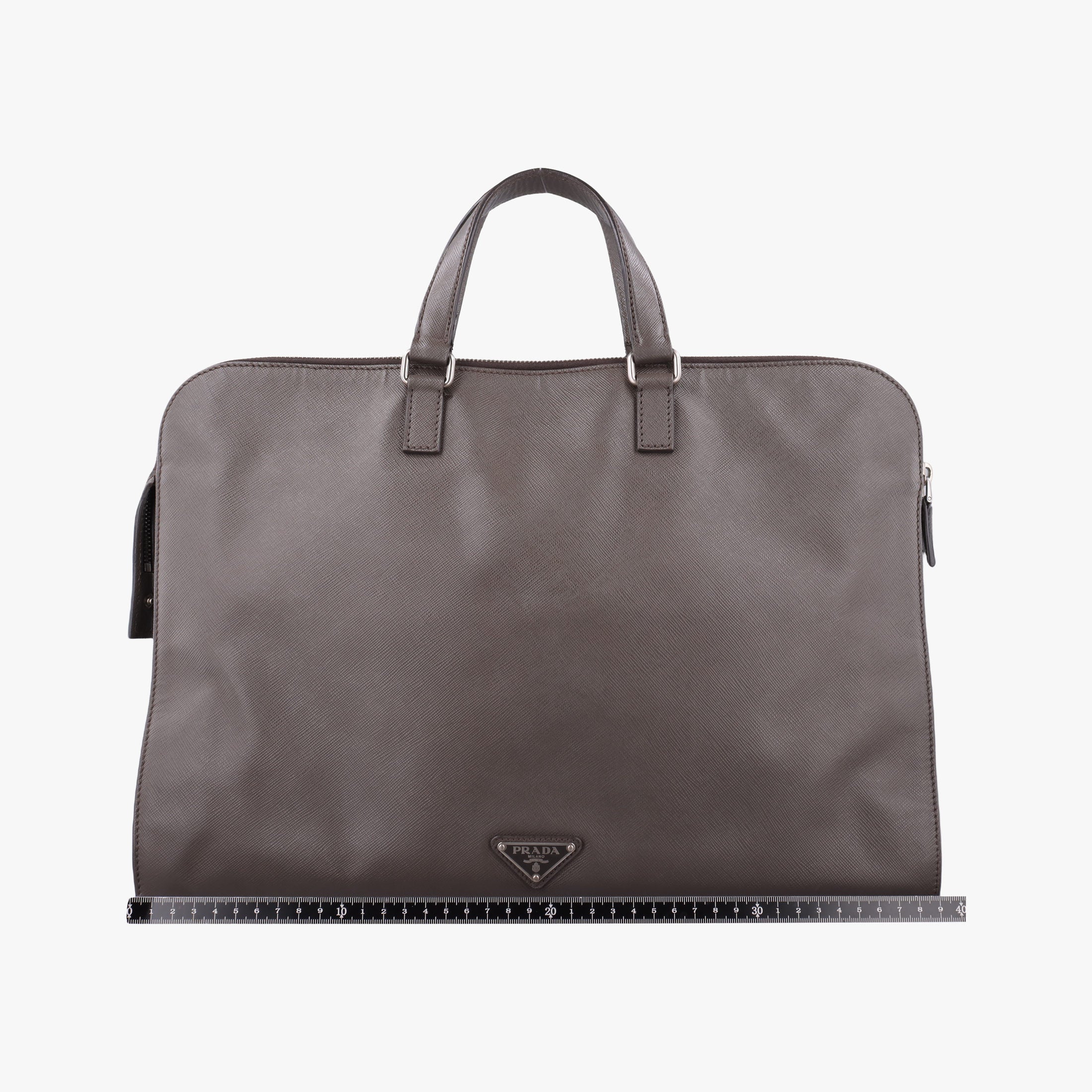 Vintage Prada Triangle Logo Plate Grey Saffiano Leather 178589 handbag | stylenewstar