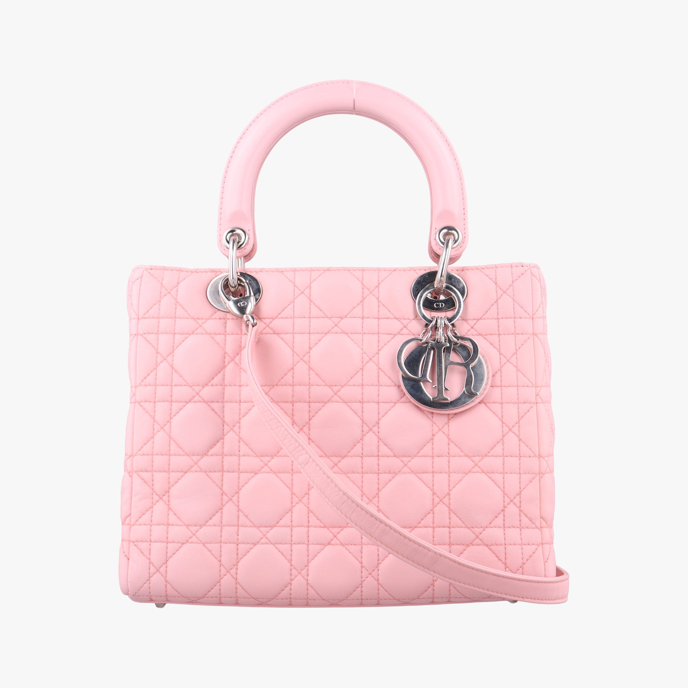 Pre-owned Christian Dior Lady Dior Pink lambskin  shoulderbag | stylenewstar