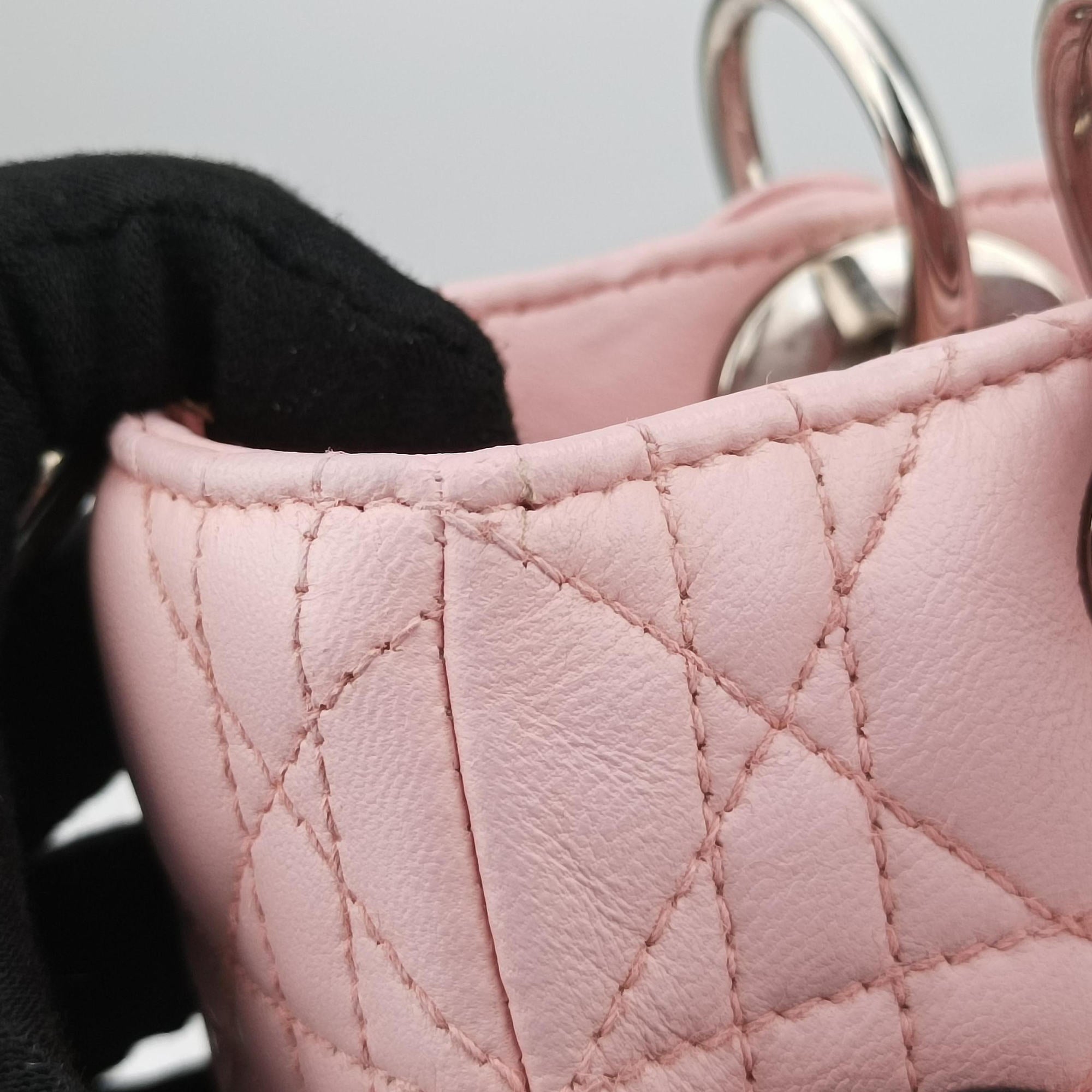 Pre-owned Christian Dior Lady Dior Pink lambskin  shoulderbag | stylenewstar