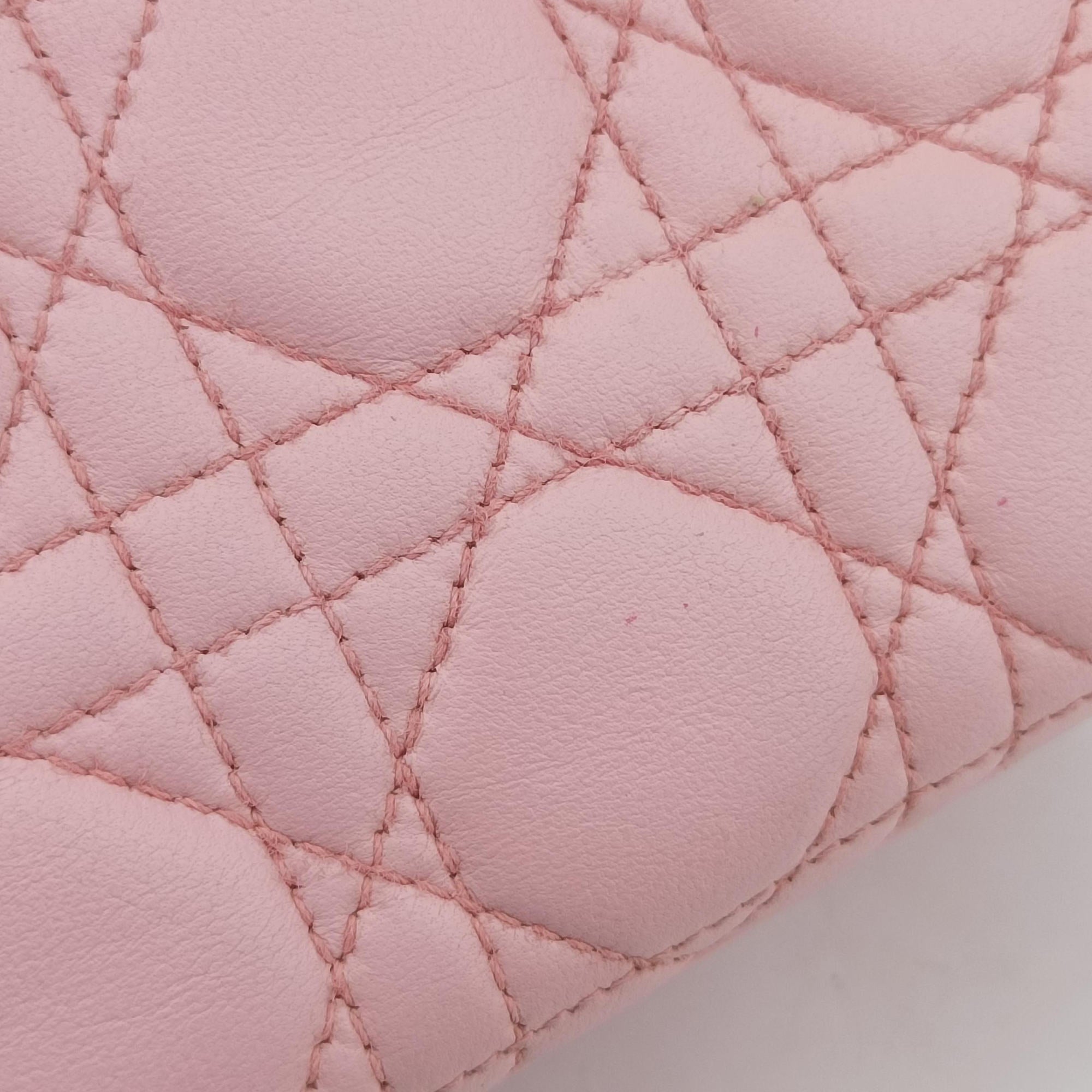 Pre-owned Christian Dior Lady Dior Pink lambskin  shoulderbag | stylenewstar