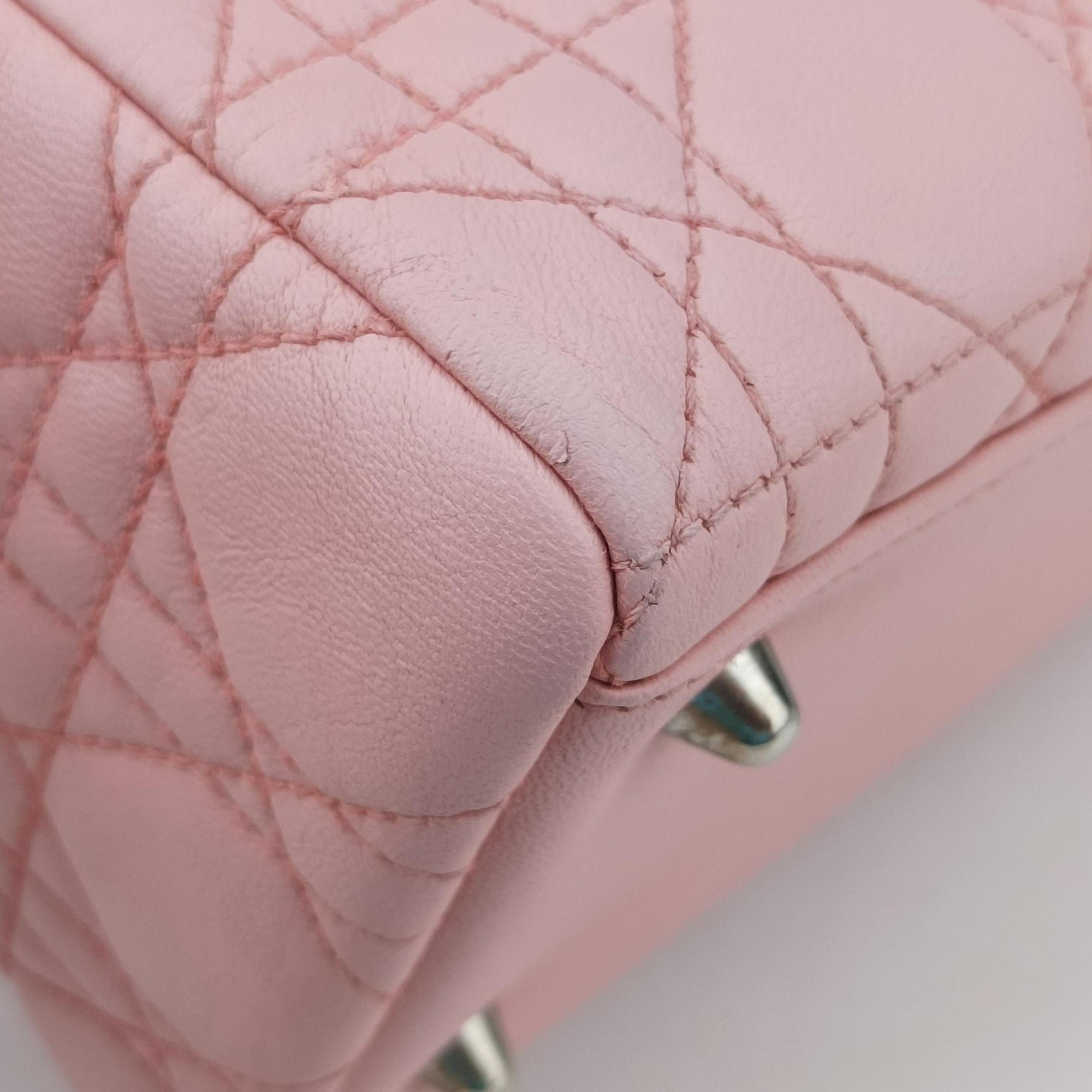 Pre-owned Christian Dior Lady Dior Pink lambskin  shoulderbag | stylenewstar