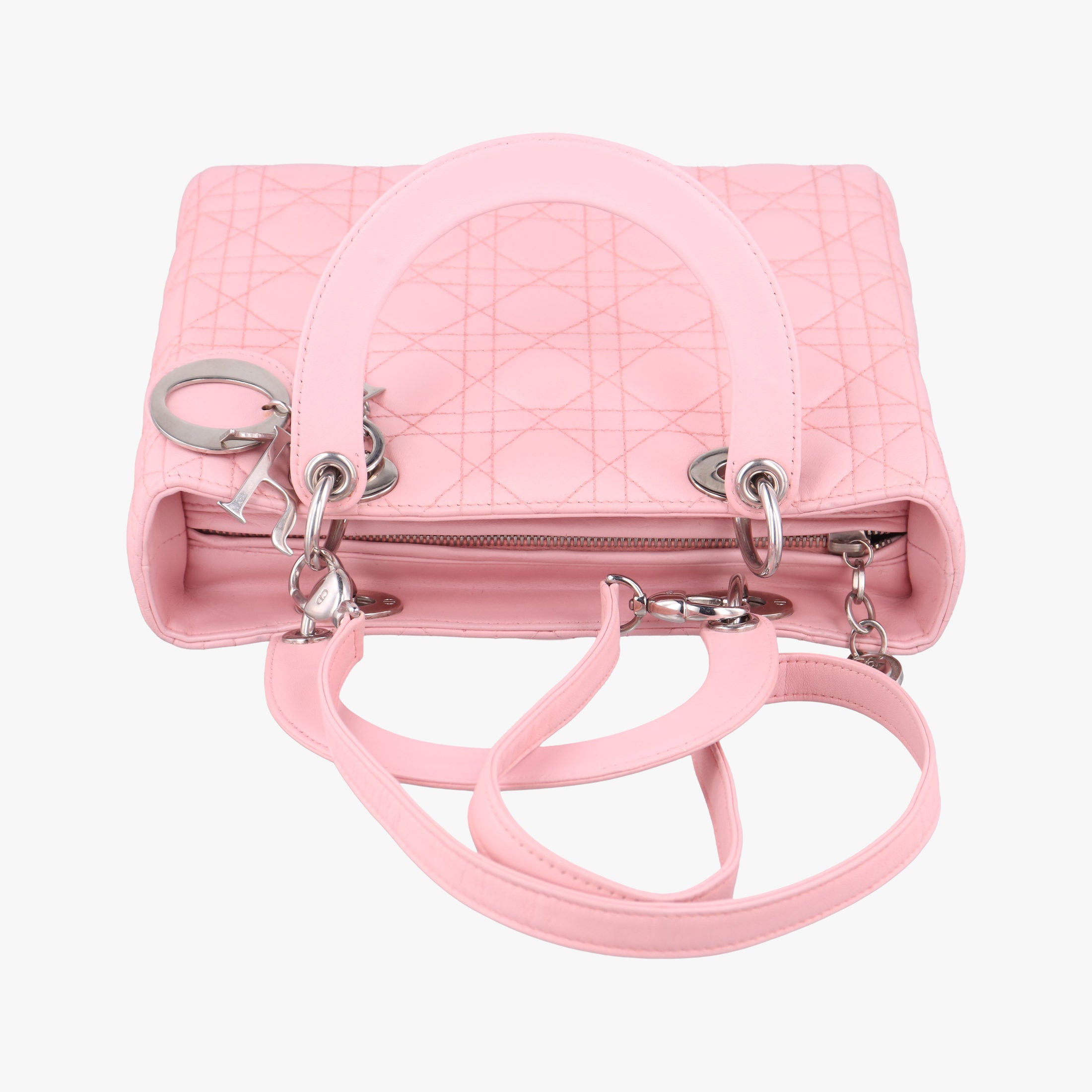 Pre-owned Christian Dior Lady Dior Pink lambskin  shoulderbag | stylenewstar