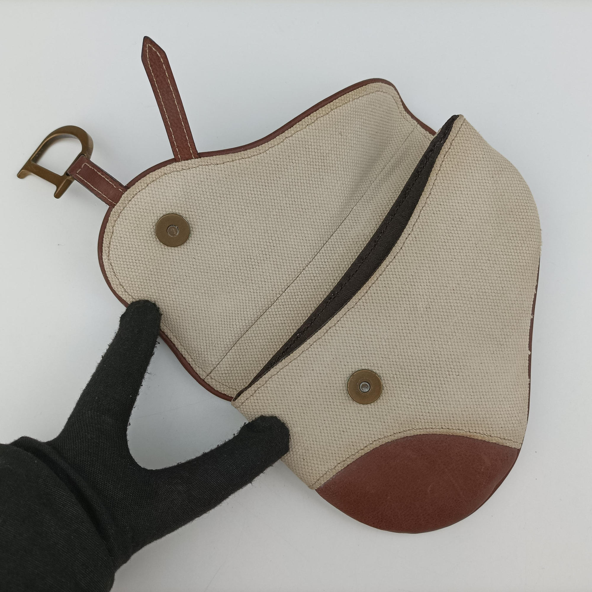 Pre-owned Christian Dior Saddle Beige × Brown Canvas × Leather  bum bag/waist bag | stylenewstar