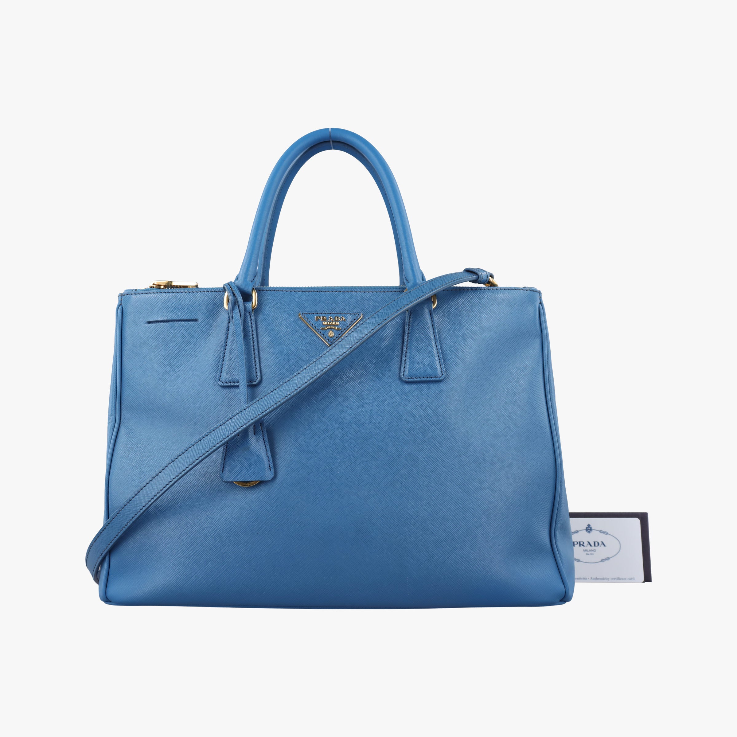 Pre-owned Prada Galleria Blue SAFFIANO Leather BN2274 shoulderbag | stylenewstar