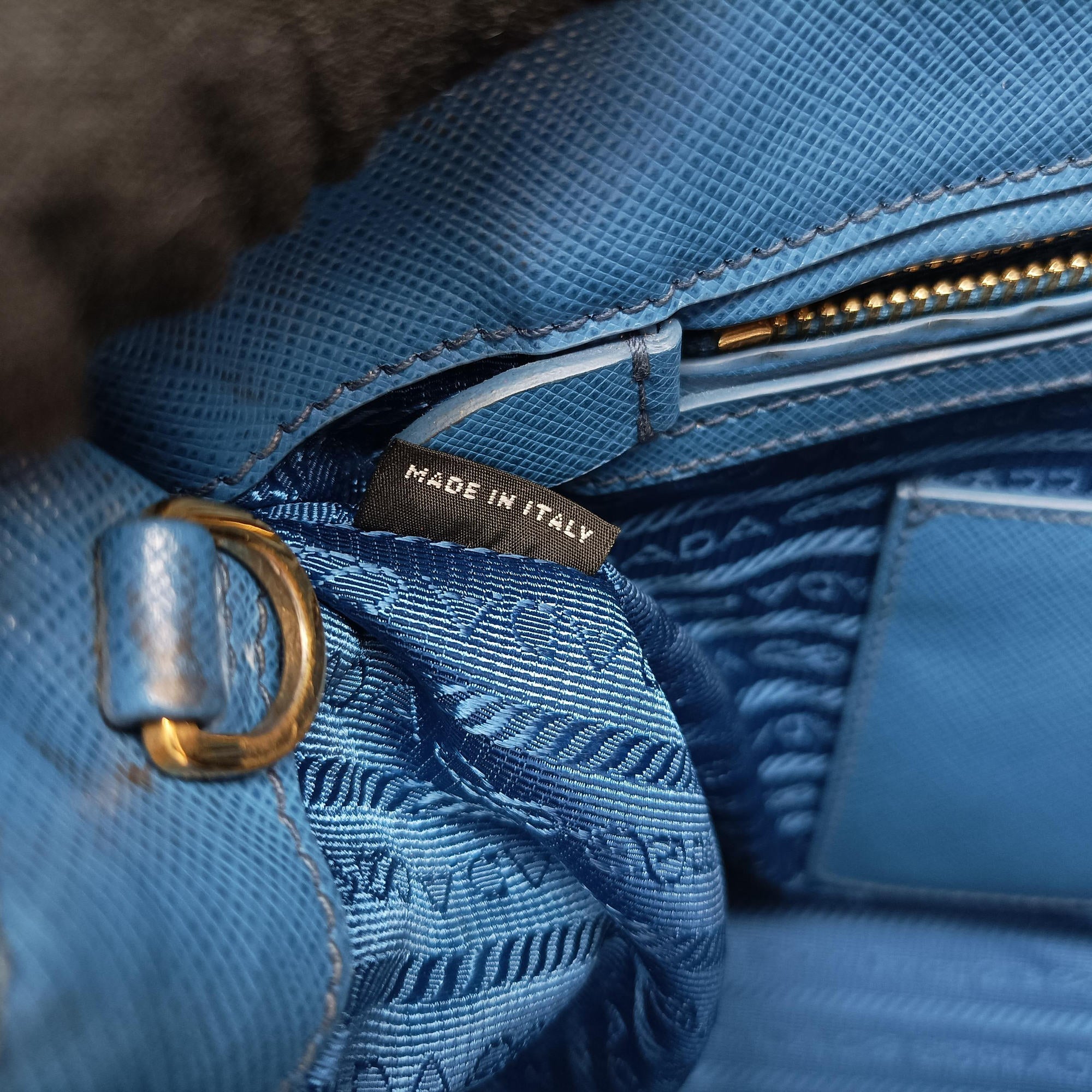 Pre-owned Prada Galleria Blue SAFFIANO Leather BN2274 shoulderbag | stylenewstar