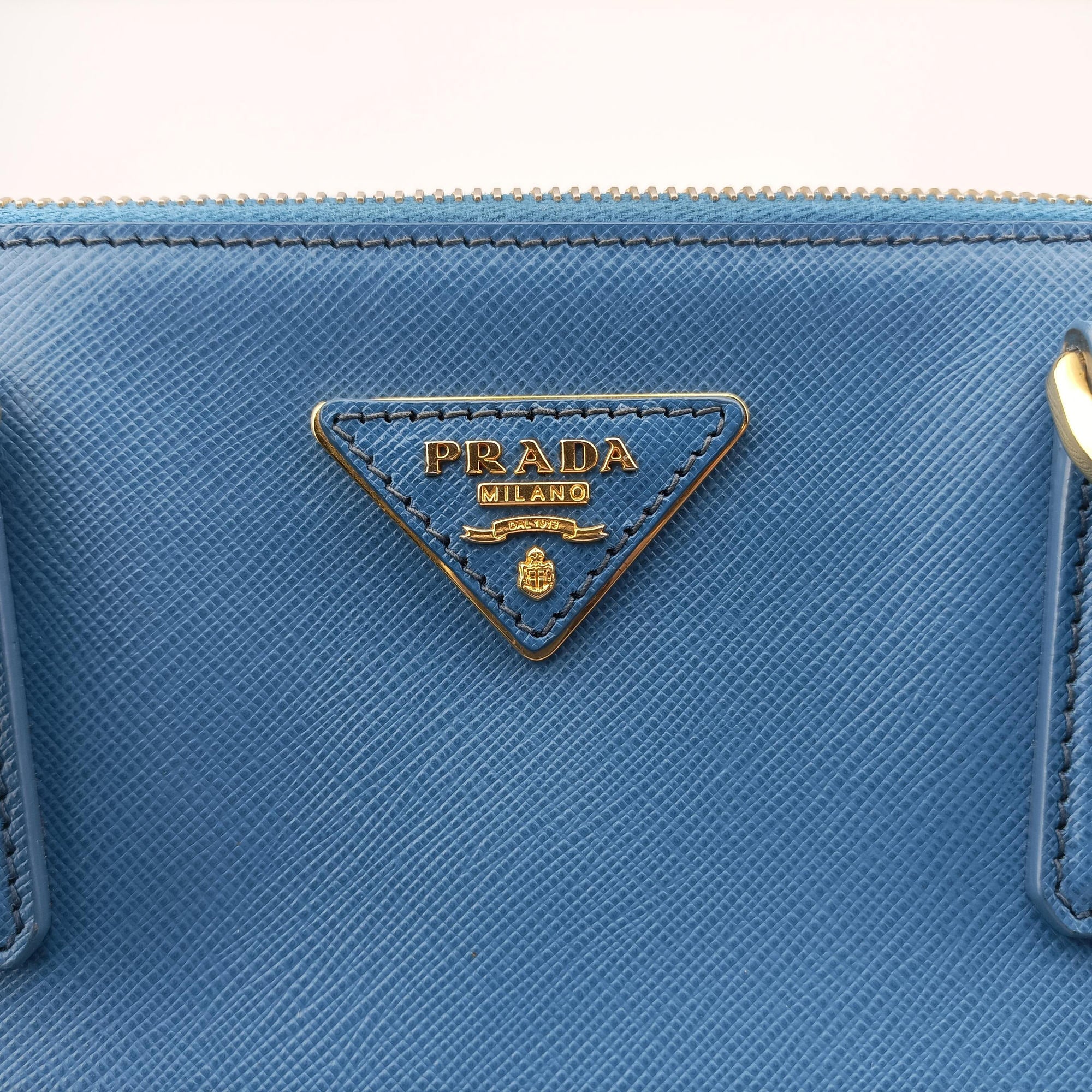 Pre-owned Prada Galleria Blue SAFFIANO Leather BN2274 shoulderbag | stylenewstar