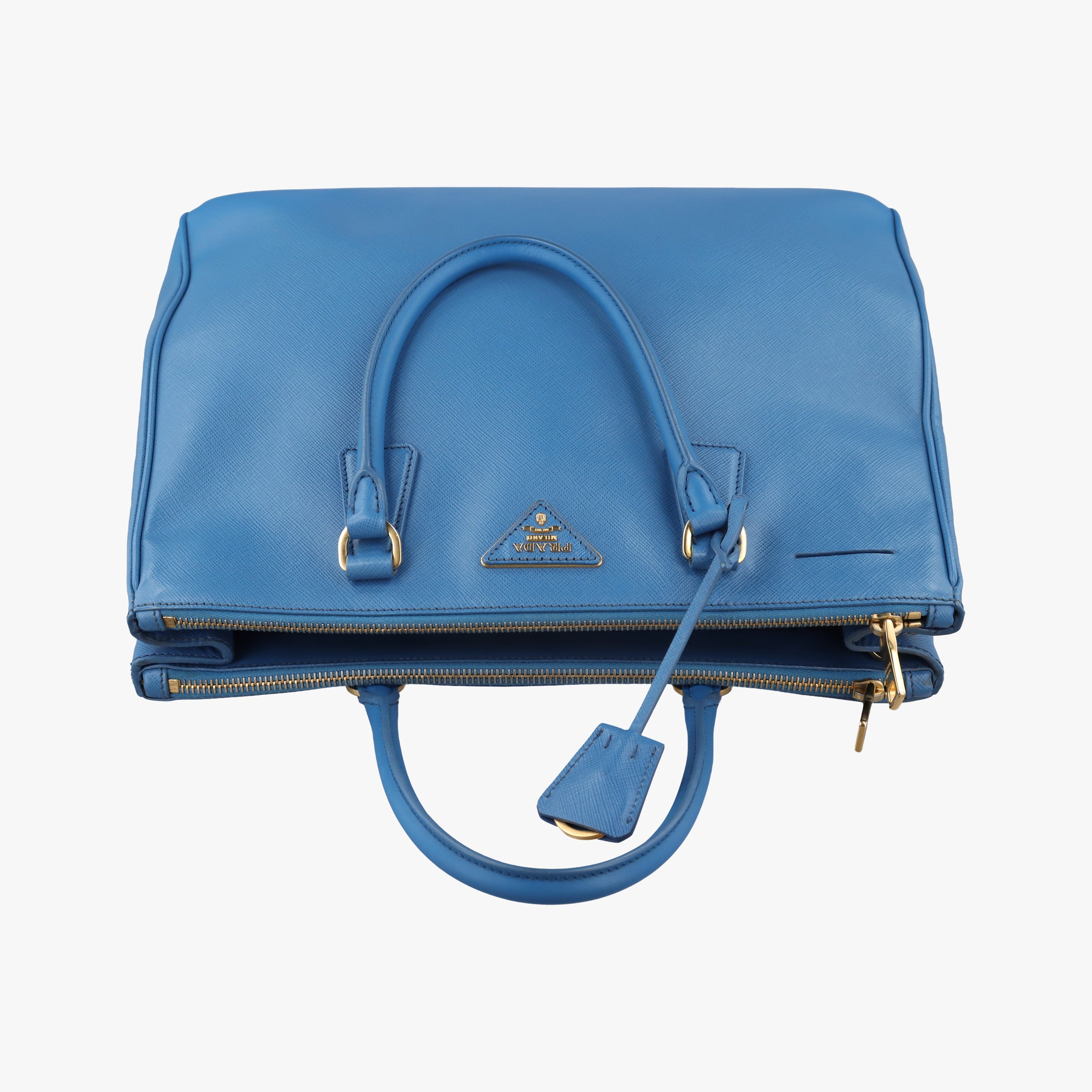 Pre-owned Prada Galleria Blue SAFFIANO Leather BN2274 shoulderbag | stylenewstar