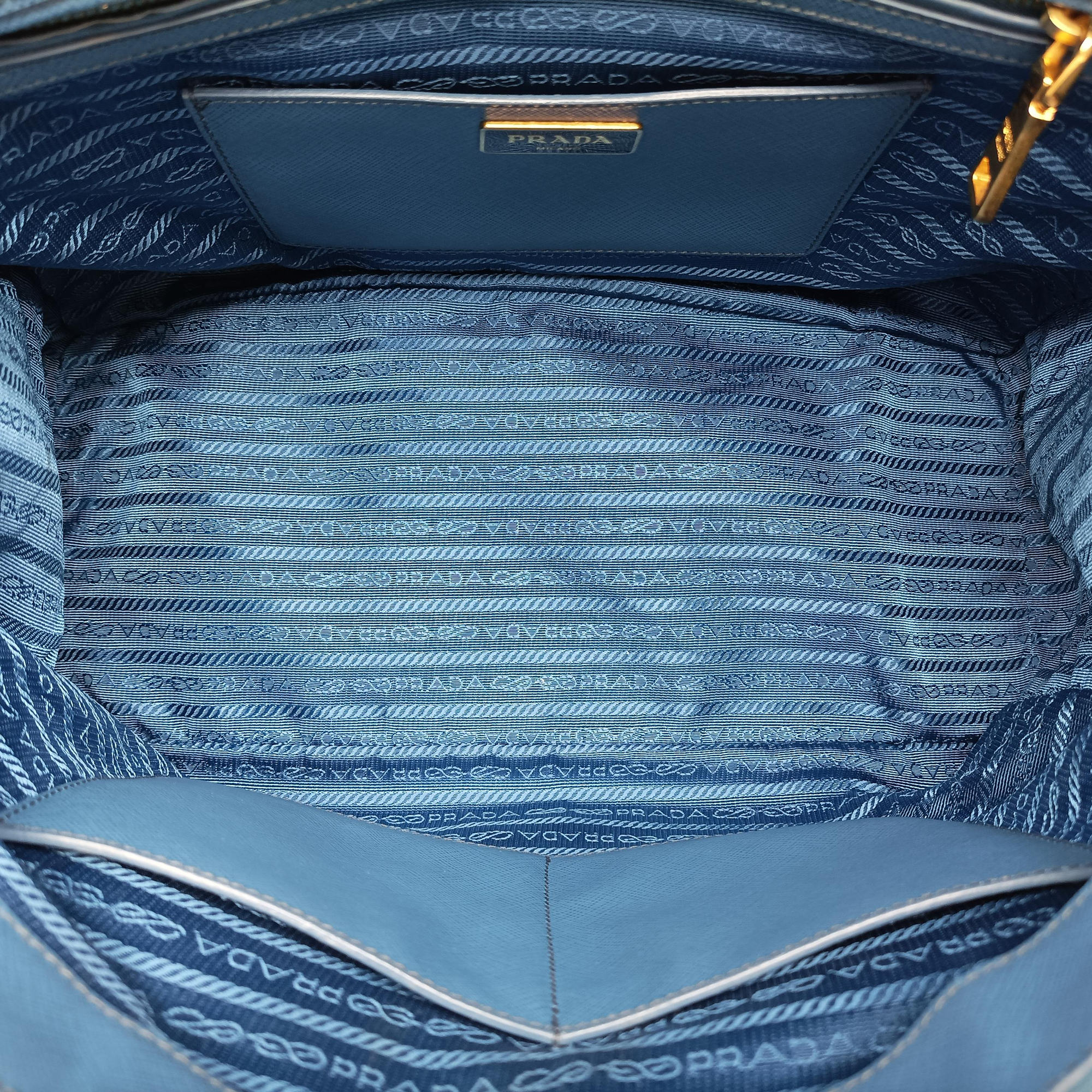 Pre-owned Prada Galleria Blue SAFFIANO Leather BN2274 shoulderbag | stylenewstar