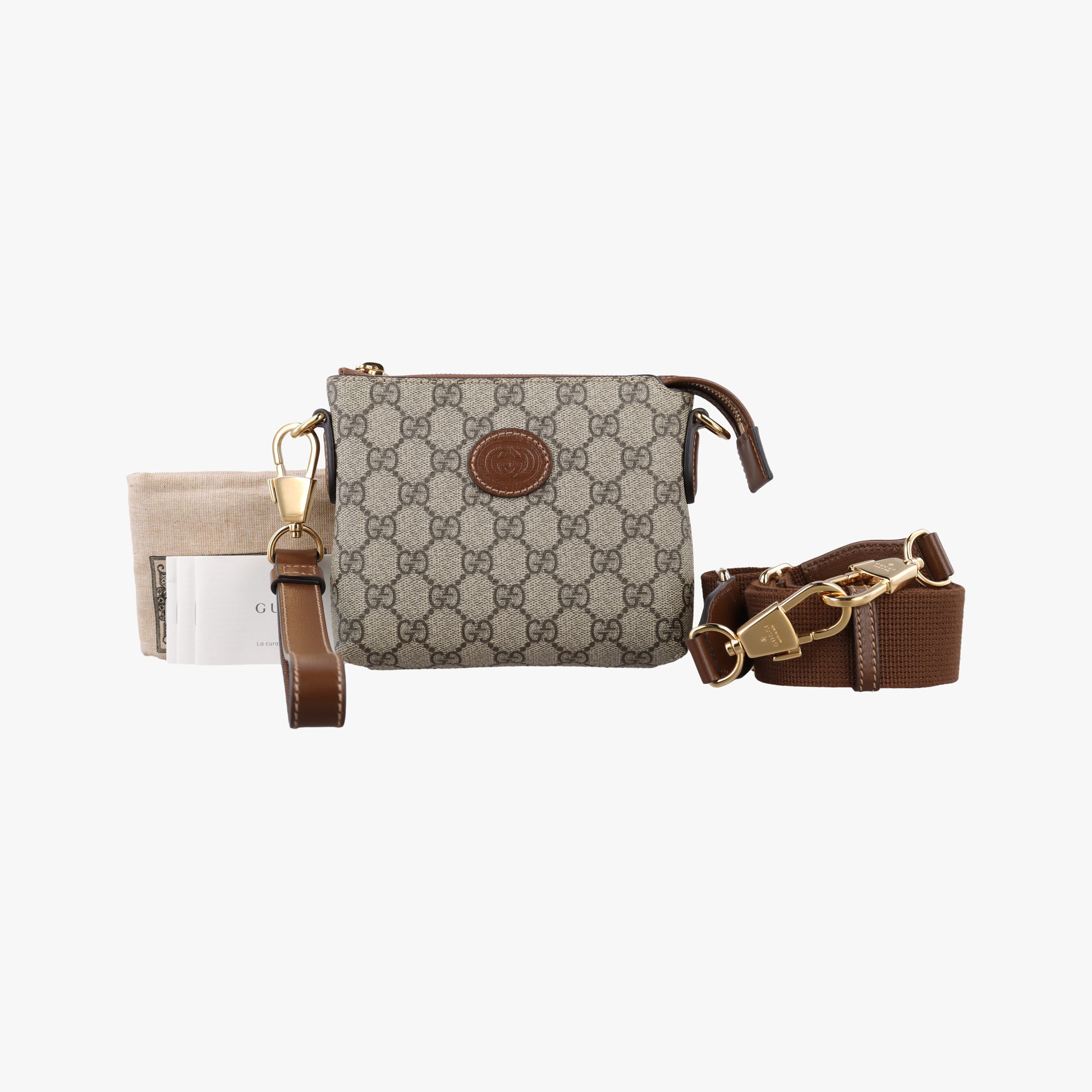 Pre-owned Gucci Interlocking G Messenger Beige × Brown PVC coated canvas× Leather 723306 shoulderbag | stylenewstar
