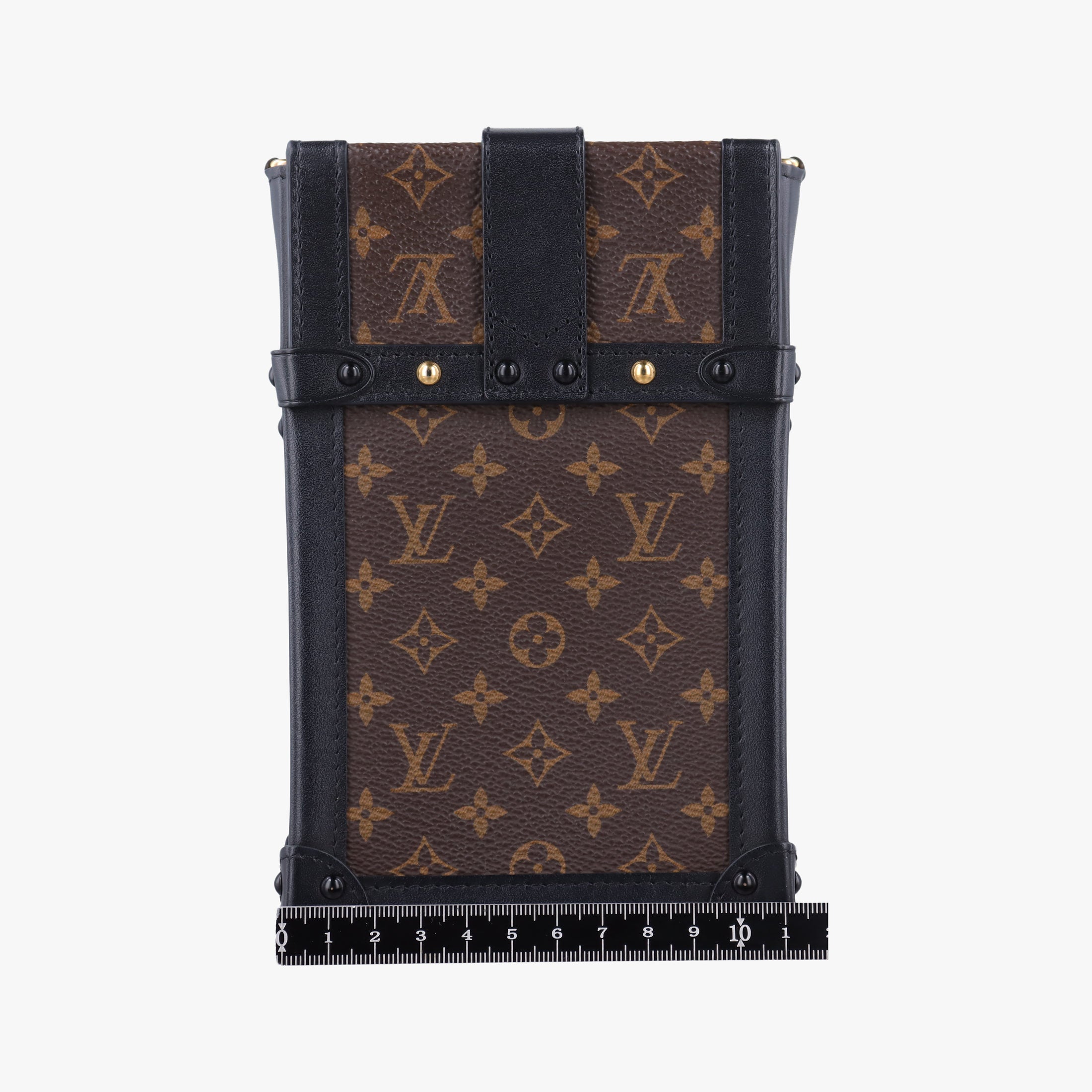Pre-owned Louis Vuitton Vertical Trunk Pochette Brown×Black Monogram Canvas x leather M63913 shoulderbag | stylenewstar