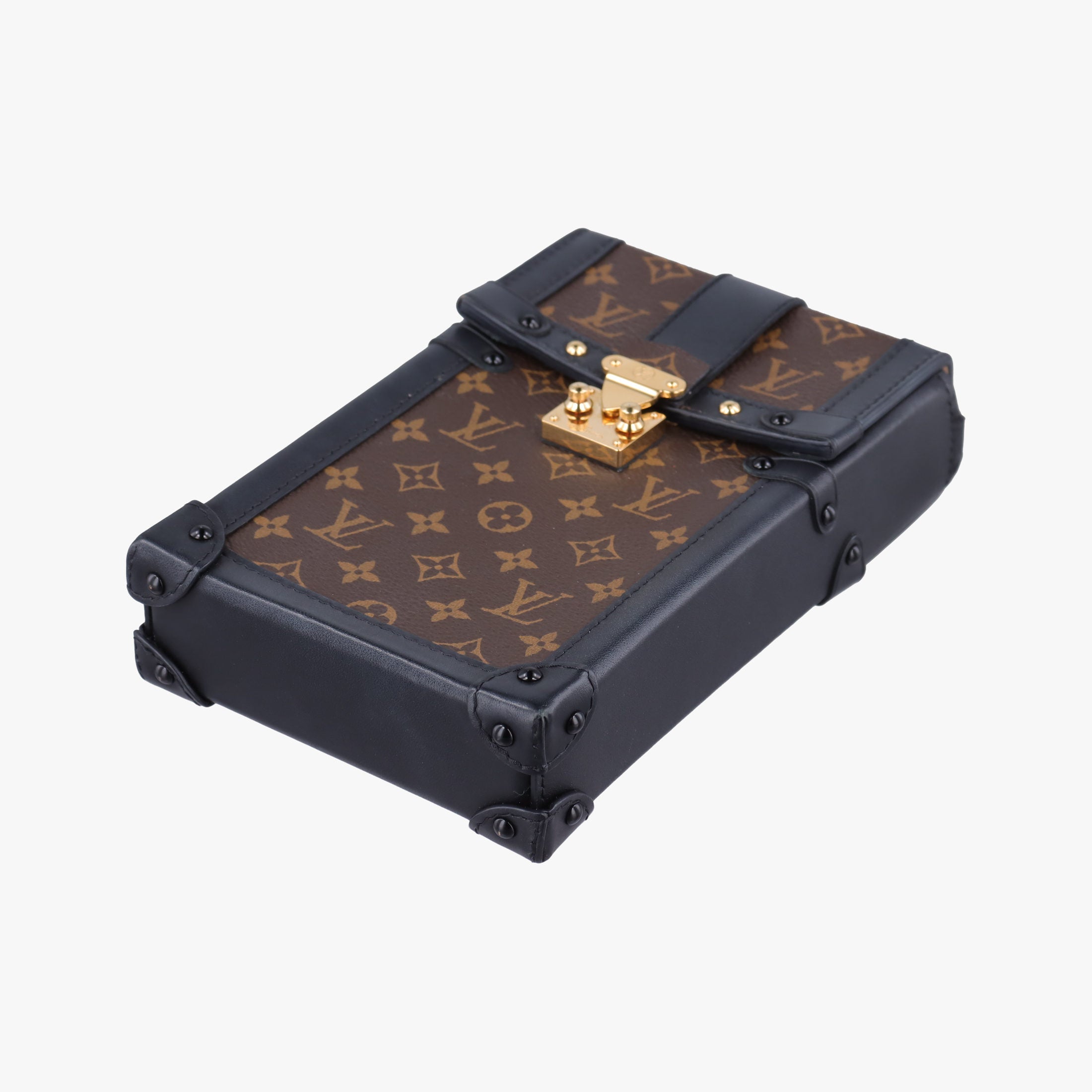 Pre-owned Louis Vuitton Vertical Trunk Pochette Brown×Black Monogram Canvas x leather M63913 shoulderbag | stylenewstar