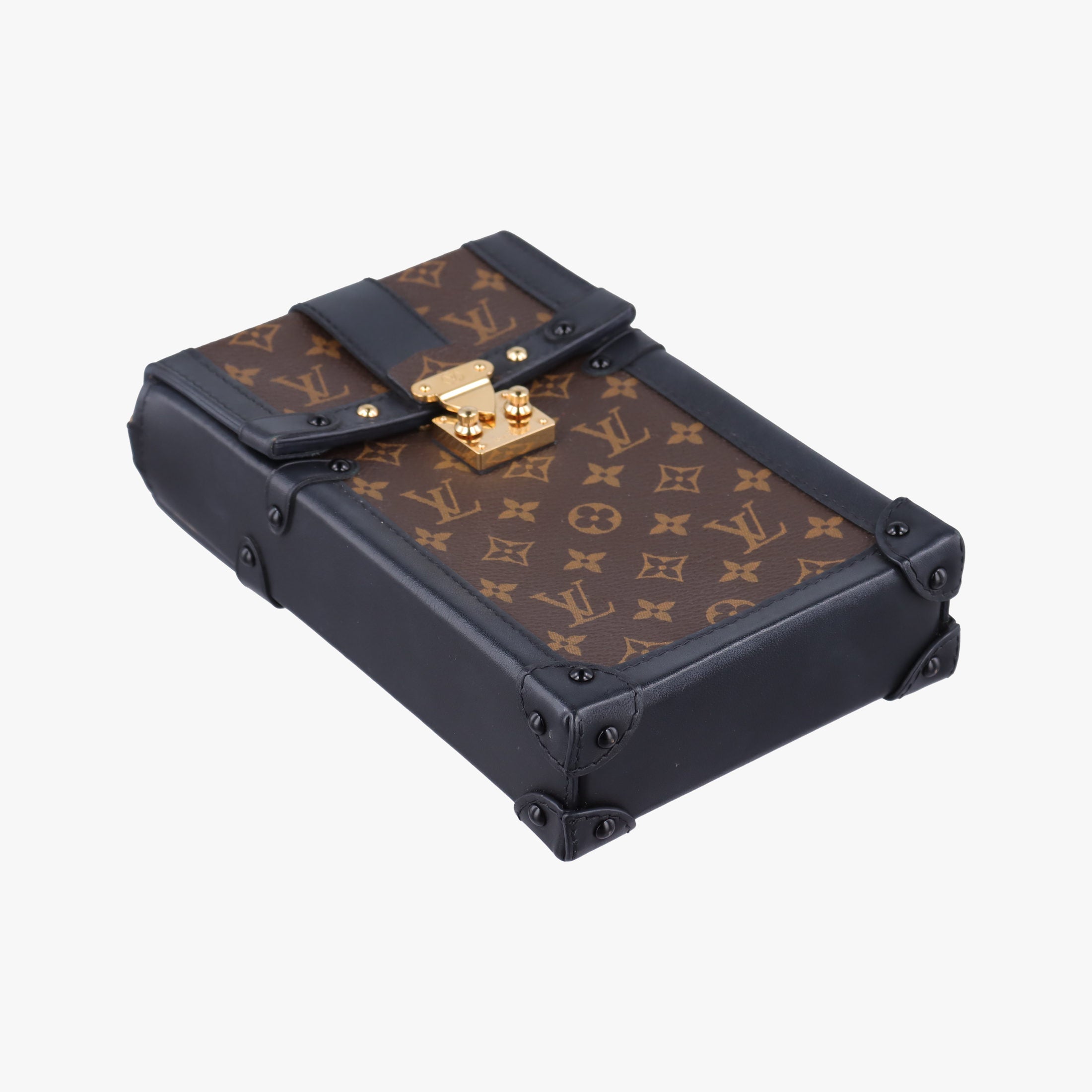 Pre-owned Louis Vuitton Vertical Trunk Pochette Brown×Black Monogram Canvas x leather M63913 shoulderbag | stylenewstar