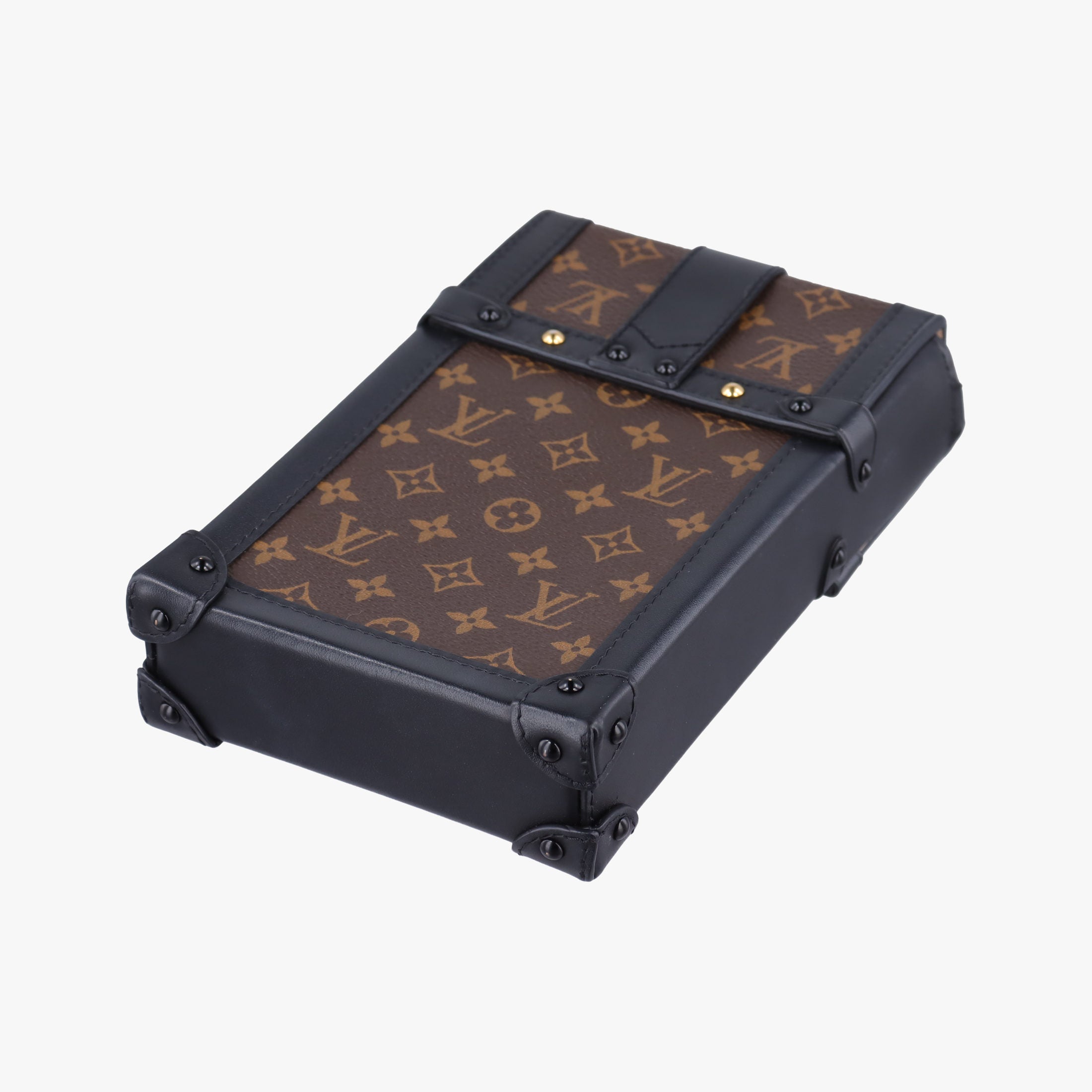 Pre-owned Louis Vuitton Vertical Trunk Pochette Brown×Black Monogram Canvas x leather M63913 shoulderbag | stylenewstar