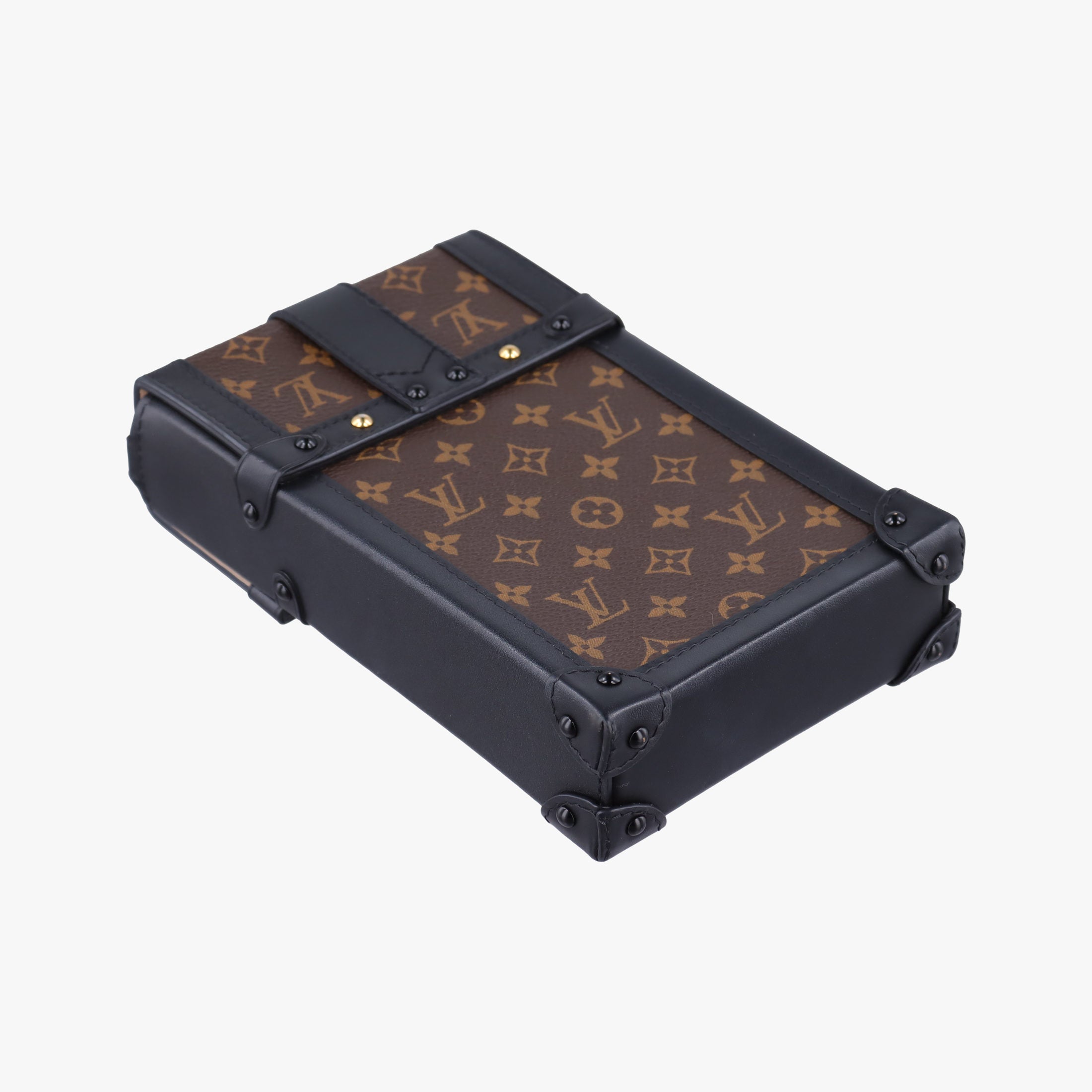 Pre-owned Louis Vuitton Vertical Trunk Pochette Brown×Black Monogram Canvas x leather M63913 shoulderbag | stylenewstar
