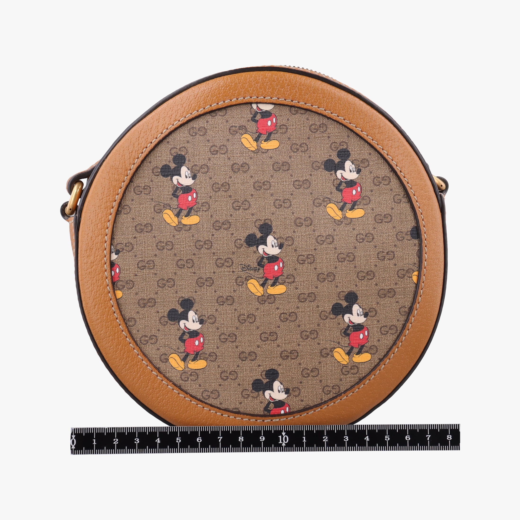 Pre-owned Gucci DISNEY Collaboration Mickey Mouse Brown×multicolor PVC coated canvas×leather 603938 shoulderbag | stylenewstar