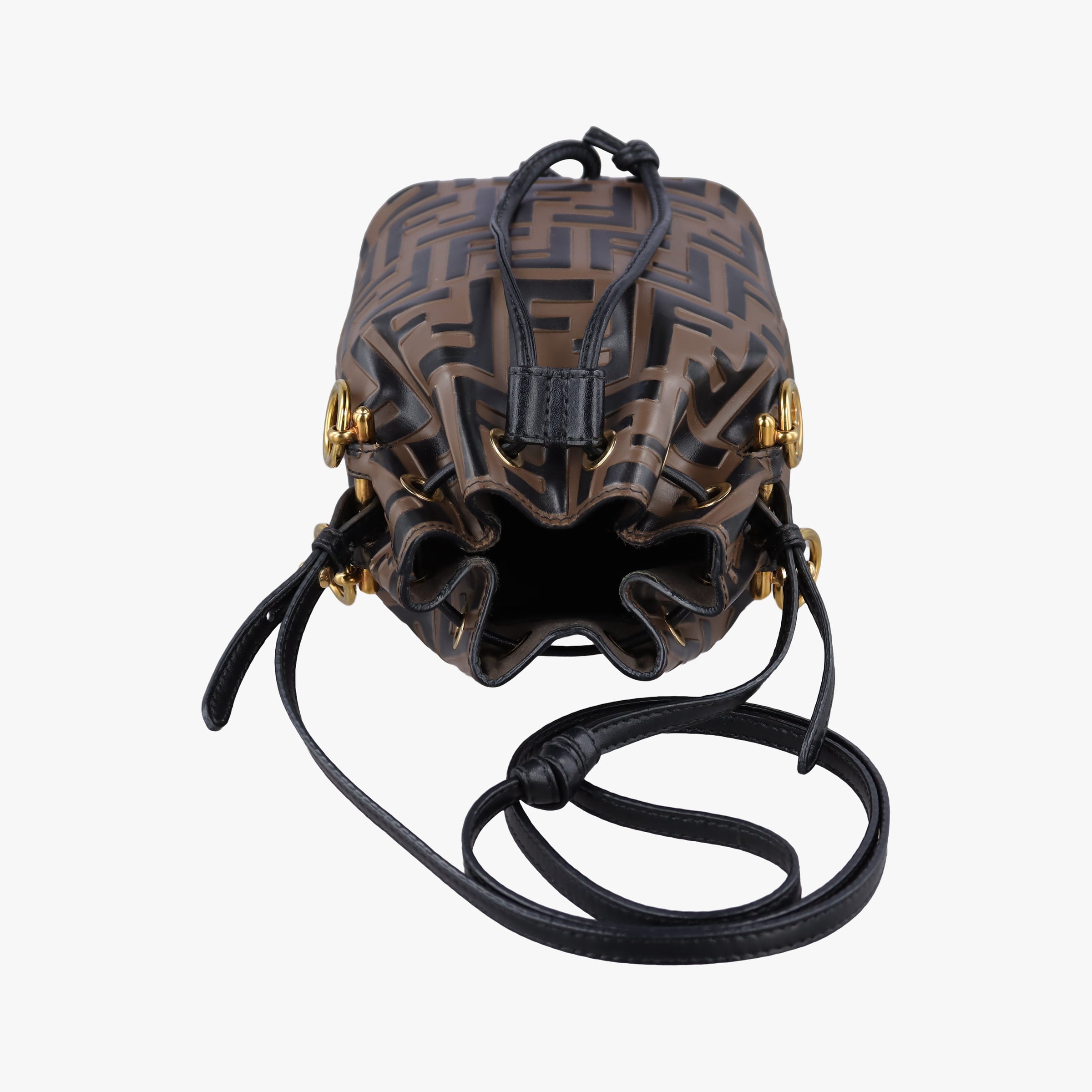 Pre-owned Fendi Mon Tresor Mini Bucket Brown Leather 8BS010/8AV105 shoulderbag | stylenewstar