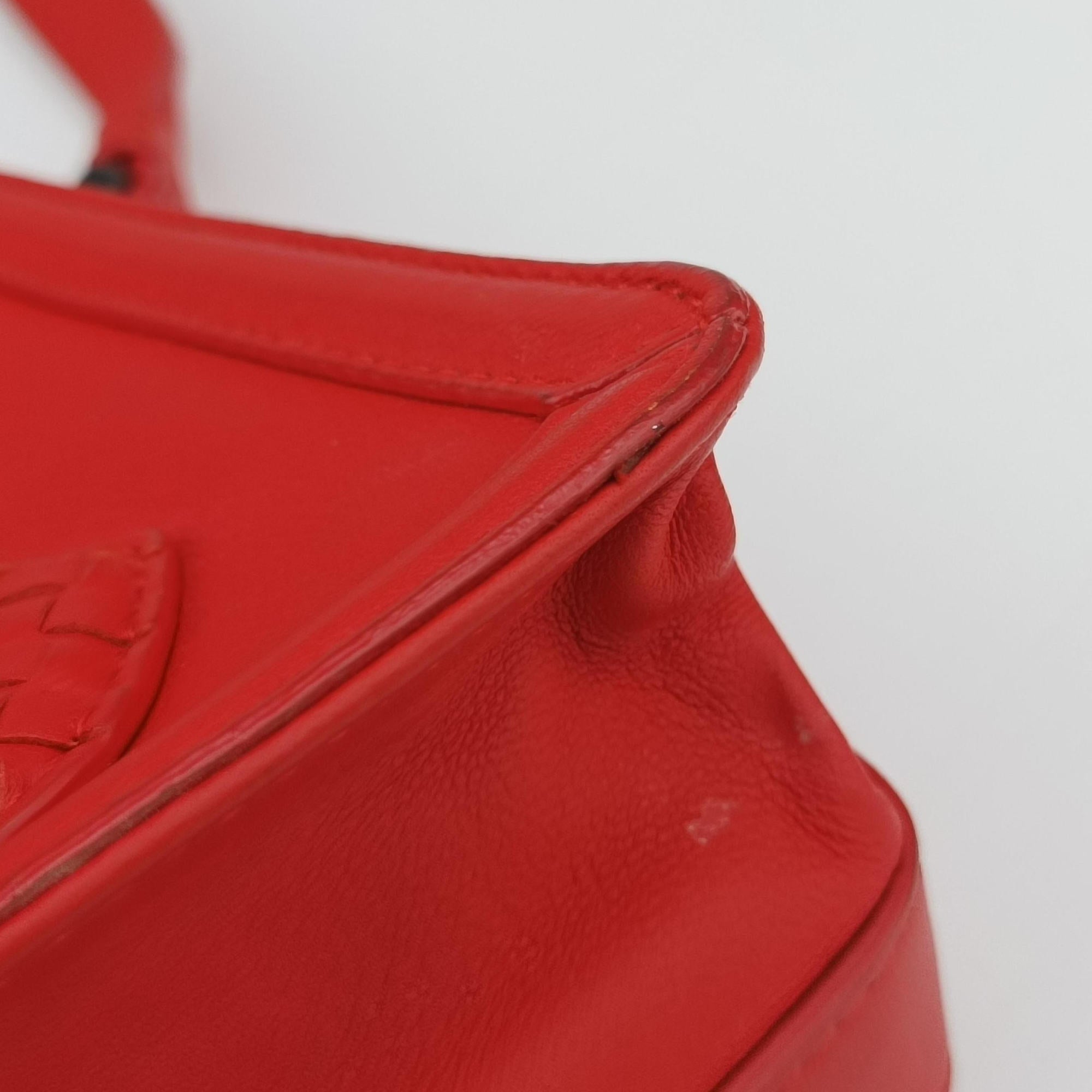 Pre-owned Bottega Veneta Intrecciato Rialto Red lambskin  shoulderbag | stylenewstar