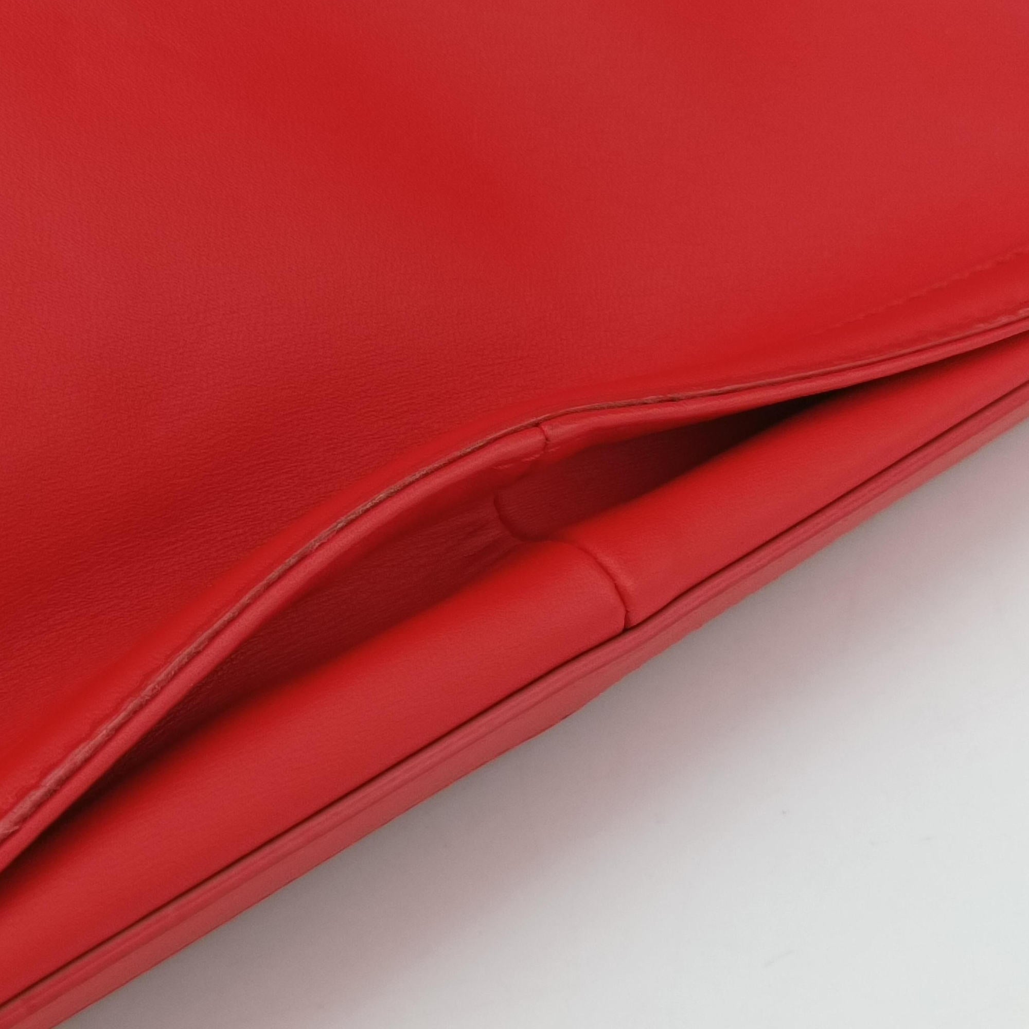 Pre-owned Bottega Veneta Intrecciato Rialto Red lambskin  shoulderbag | stylenewstar