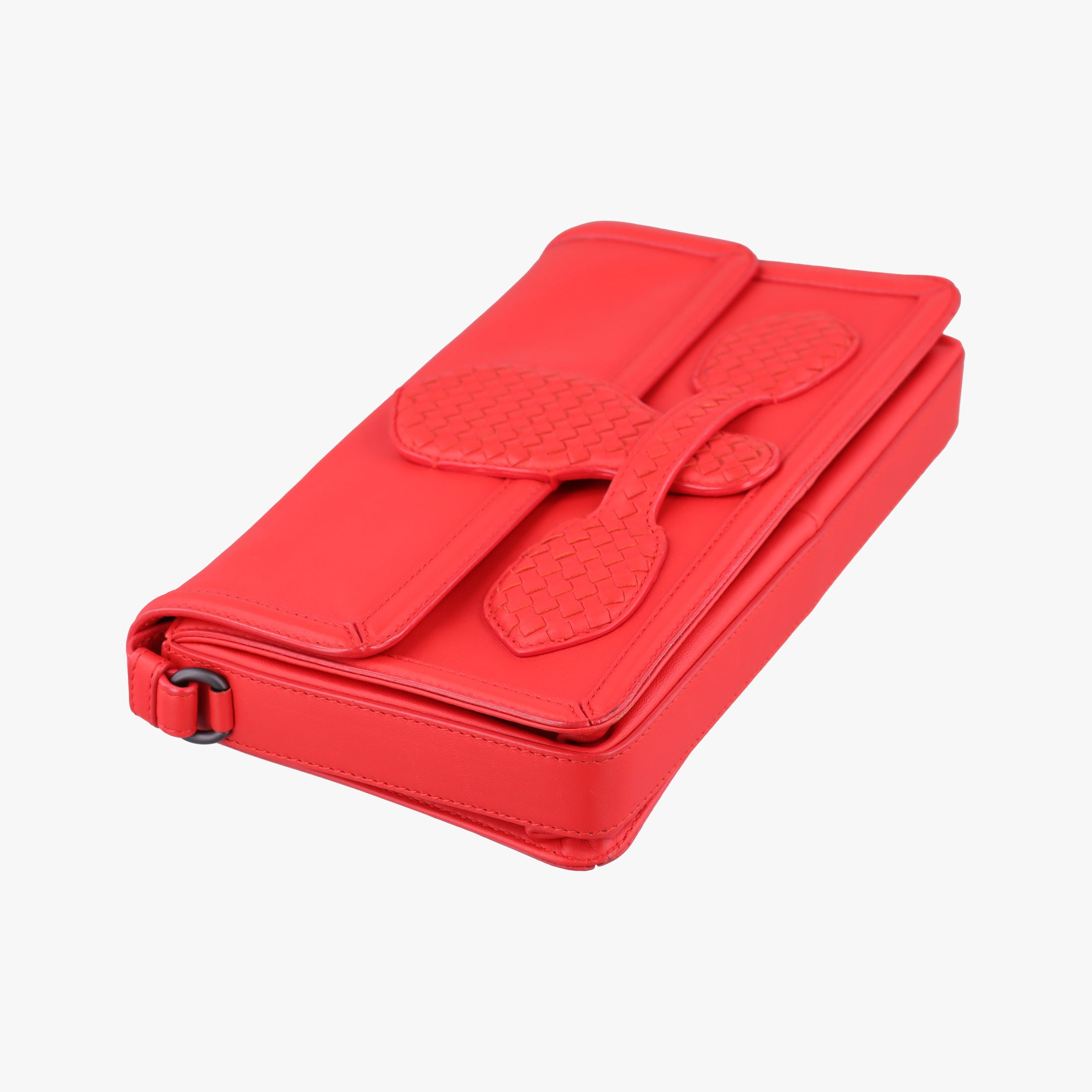 Pre-owned Bottega Veneta Intrecciato Rialto Red lambskin  shoulderbag | stylenewstar