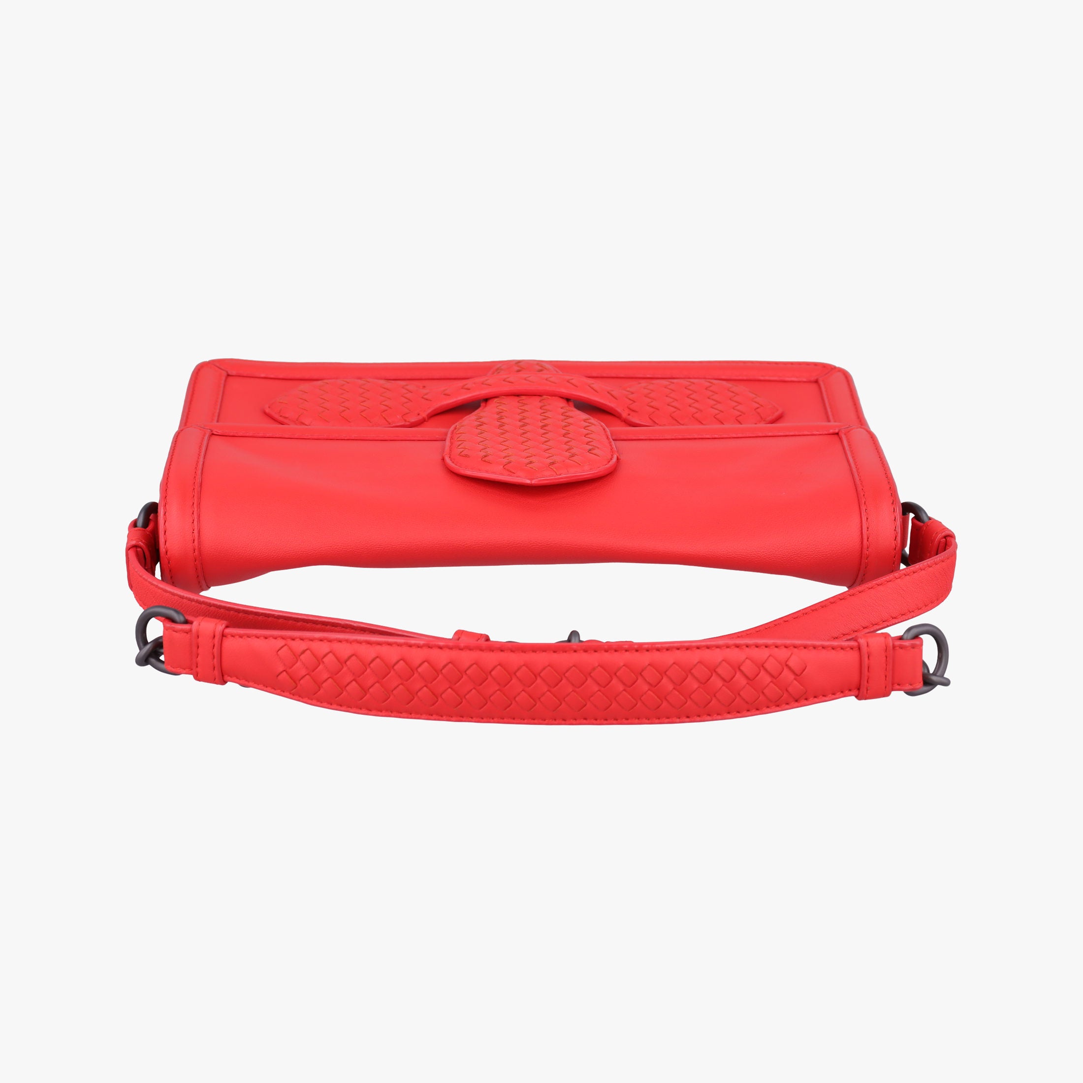 Pre-owned Bottega Veneta Intrecciato Rialto Red lambskin  shoulderbag | stylenewstar