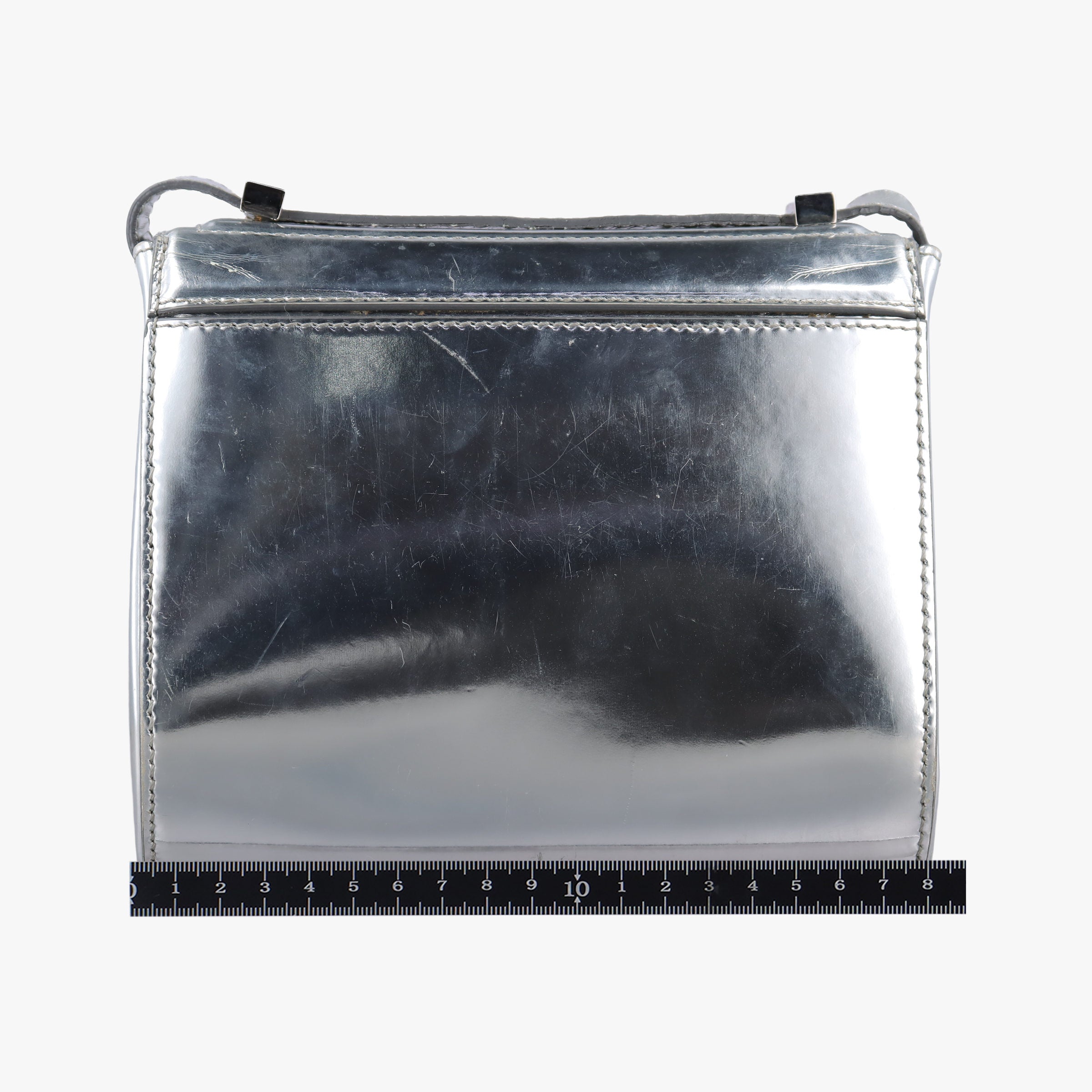 Pre-owned Givenchy Pandora Box Silver Patent Leather  shoulderbag | stylenewstar