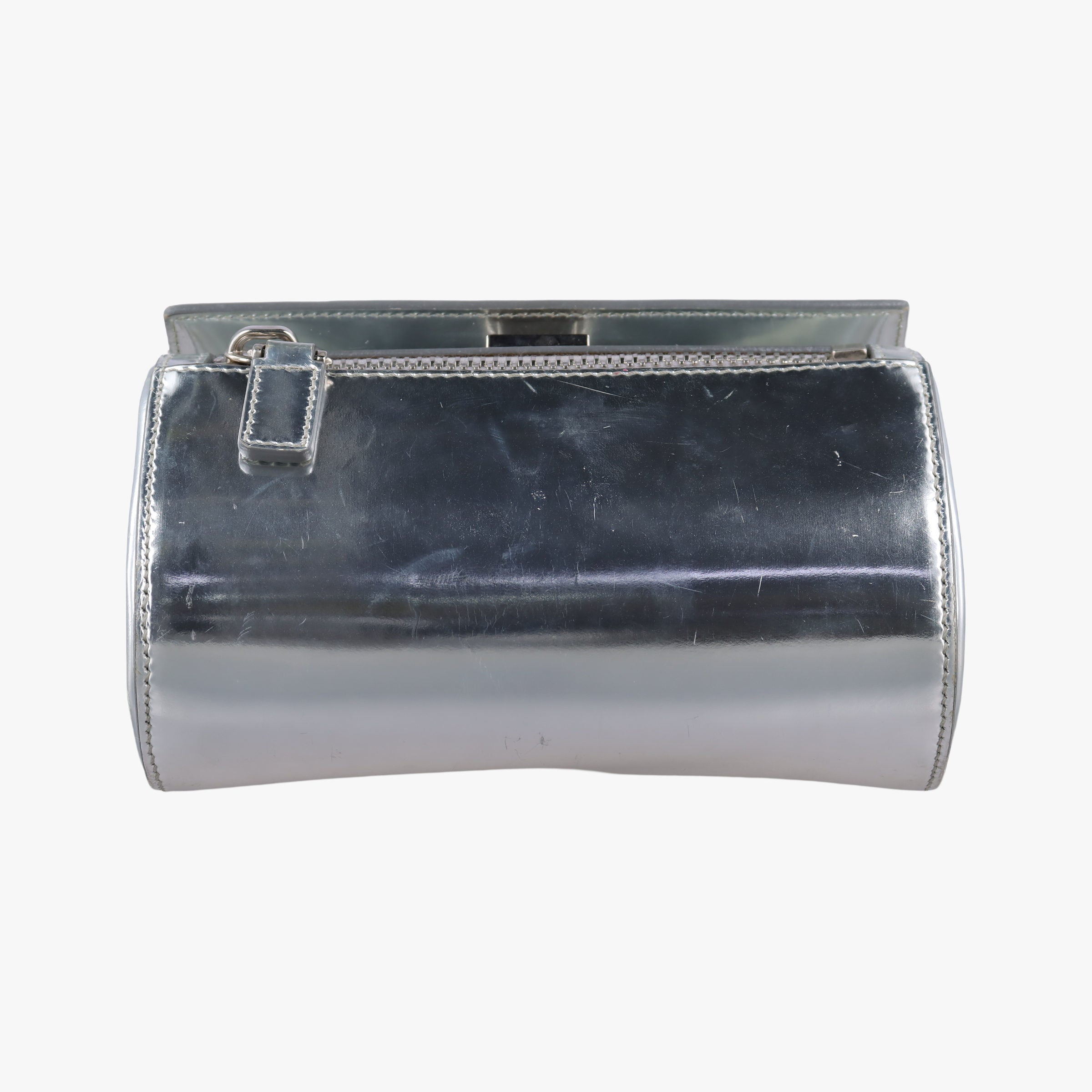 Pre-owned Givenchy Pandora Box Silver Patent Leather  shoulderbag | stylenewstar