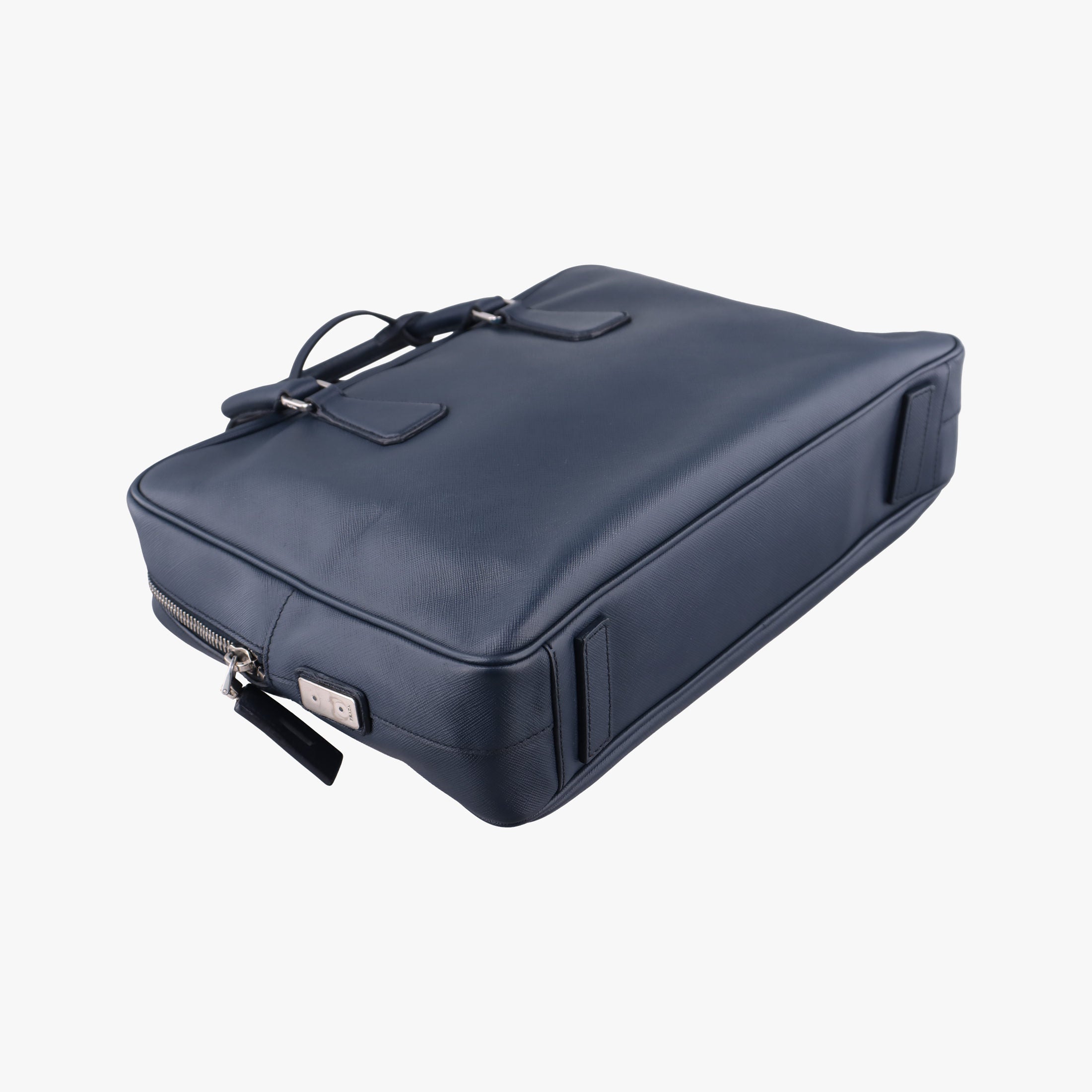 Pre-owned Prada business bag briefcase Navy SAFFIANO Leather 2VE363 handbag | stylenewstar