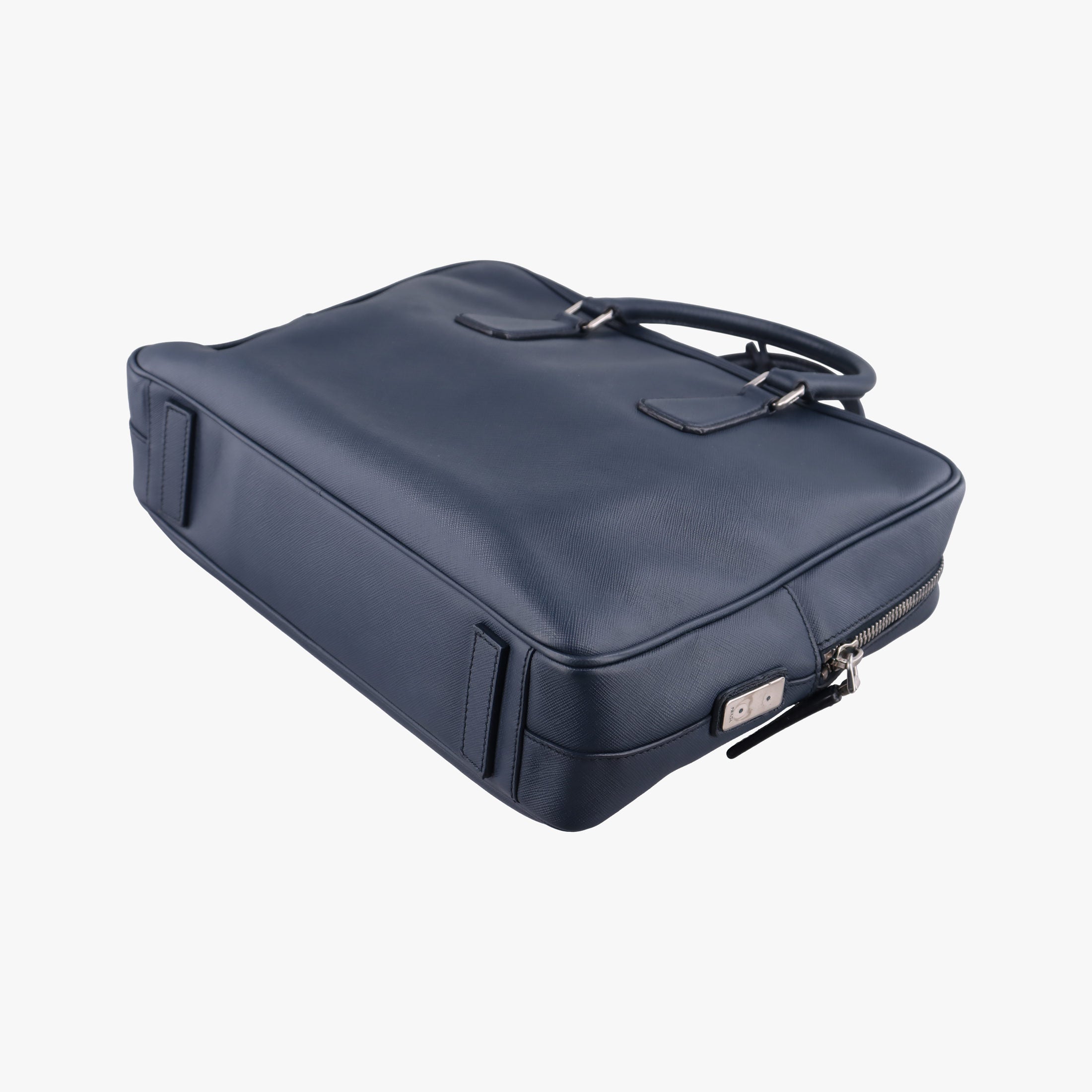 Pre-owned Prada business bag briefcase Navy SAFFIANO Leather 2VE363 handbag | stylenewstar