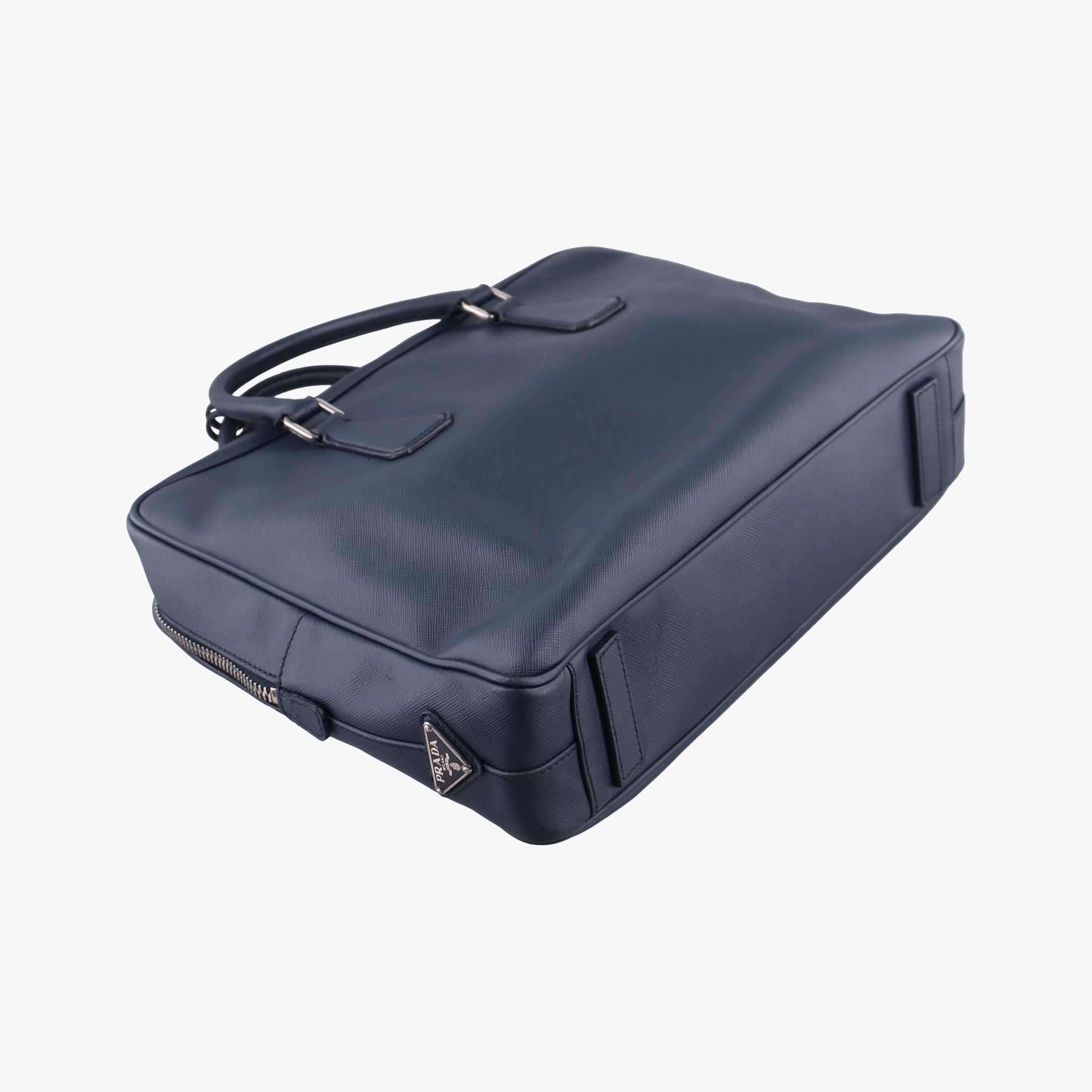 Pre-owned Prada business bag briefcase Navy SAFFIANO Leather 2VE363 handbag | stylenewstar