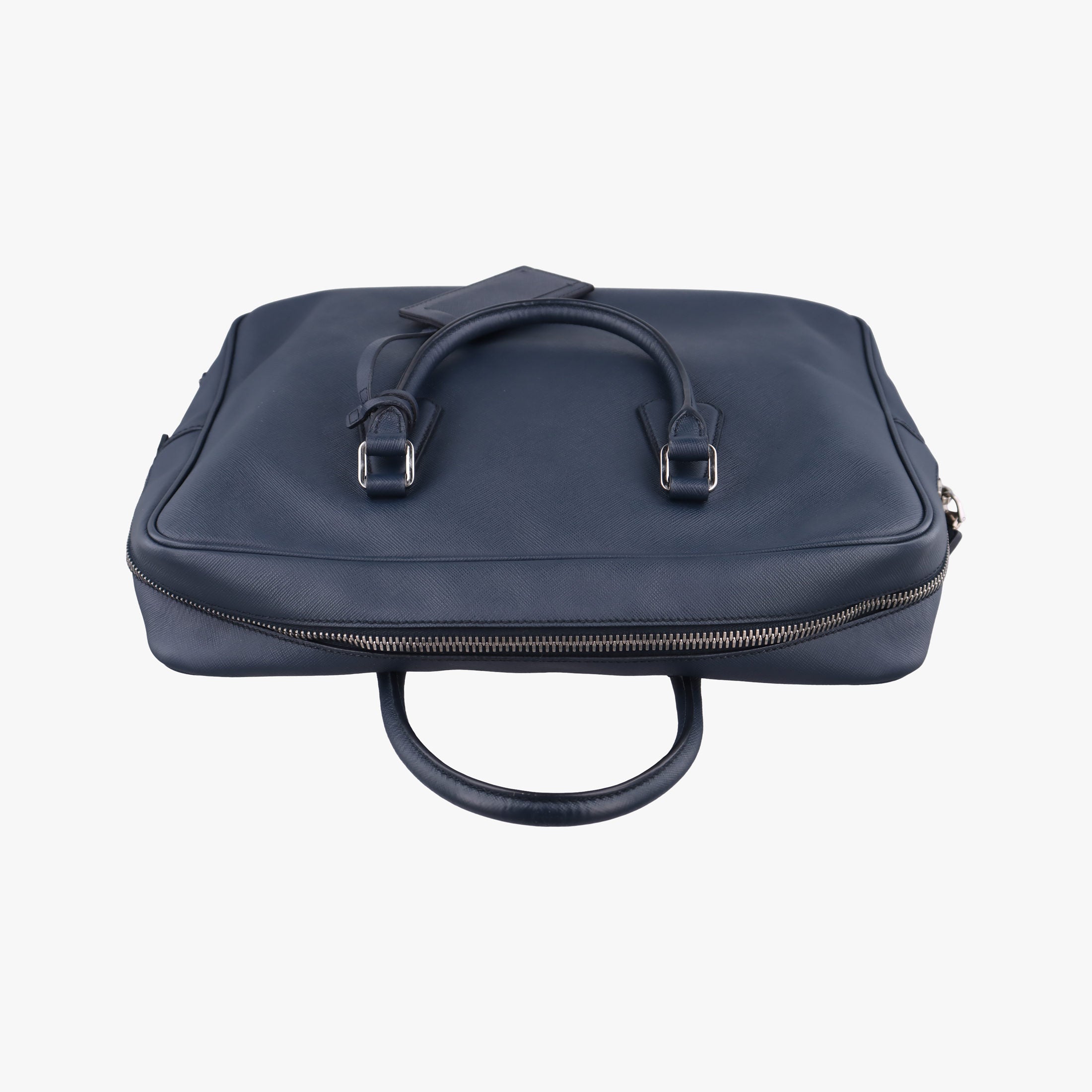 Pre-owned Prada business bag briefcase Navy SAFFIANO Leather 2VE363 handbag | stylenewstar