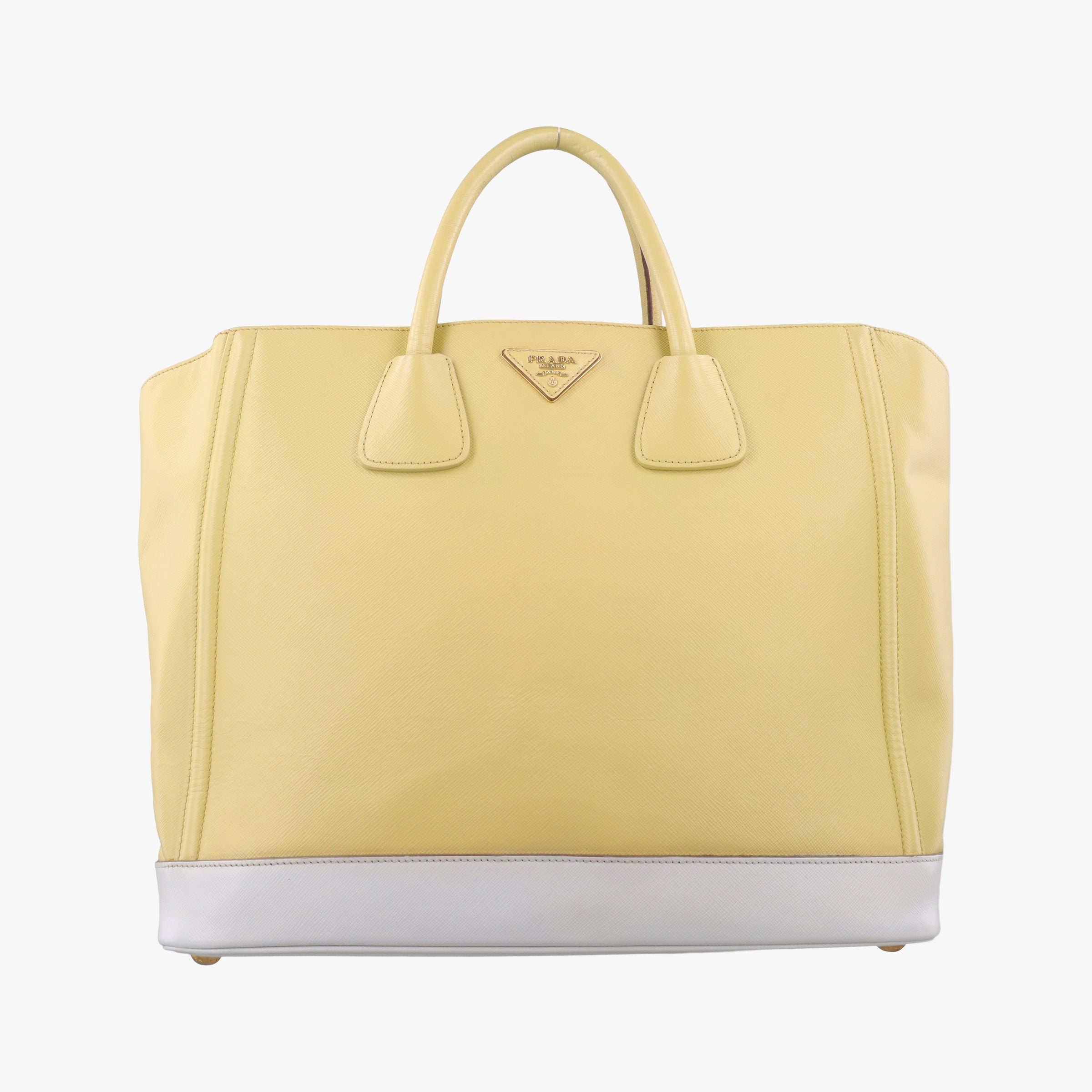 Secondhand Prada Tote bag YellowxWhite Saffiano leather  handbag | stylenewstar