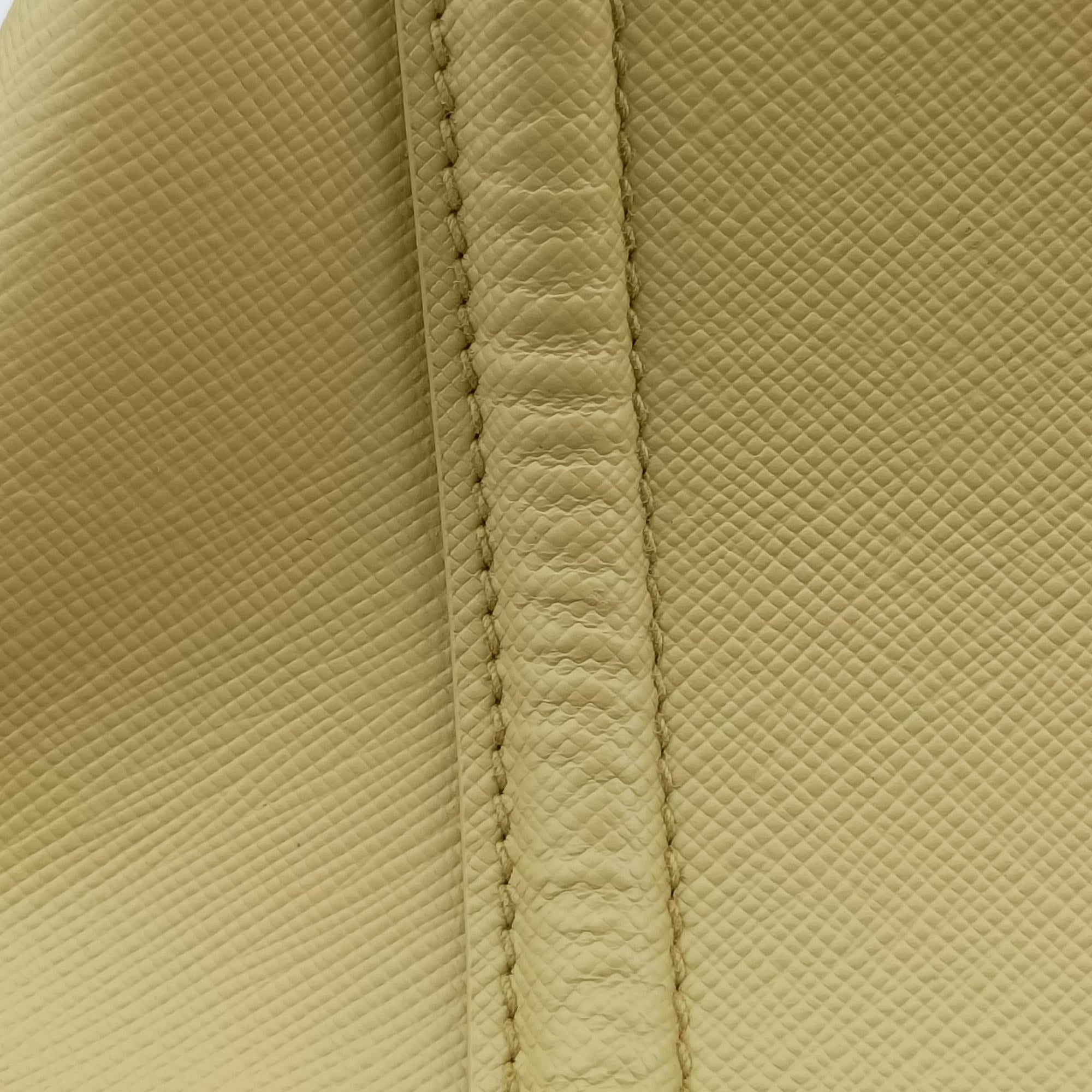 Secondhand Prada Tote bag YellowxWhite Saffiano leather  handbag | stylenewstar