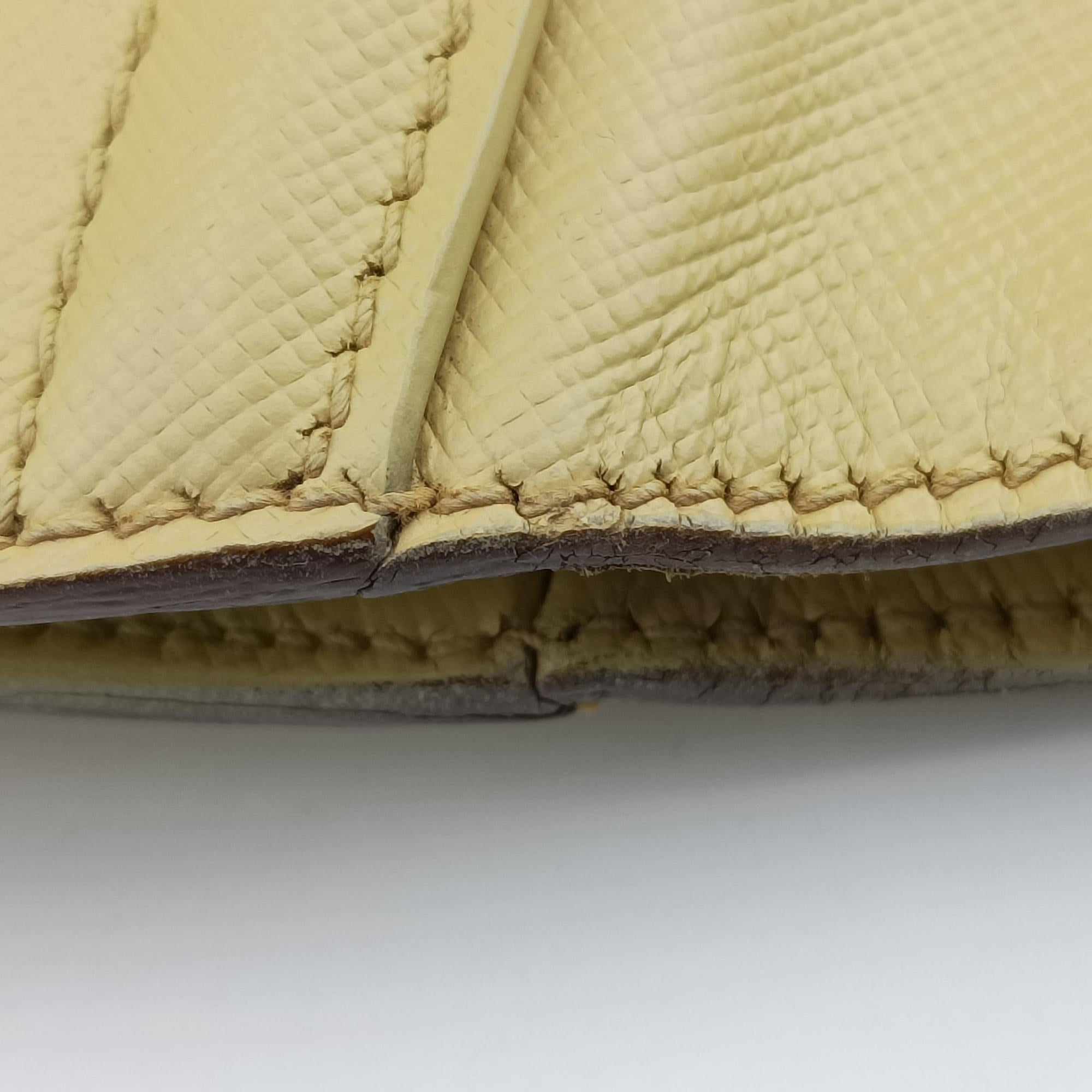 Secondhand Prada Tote bag YellowxWhite Saffiano leather  handbag | stylenewstar
