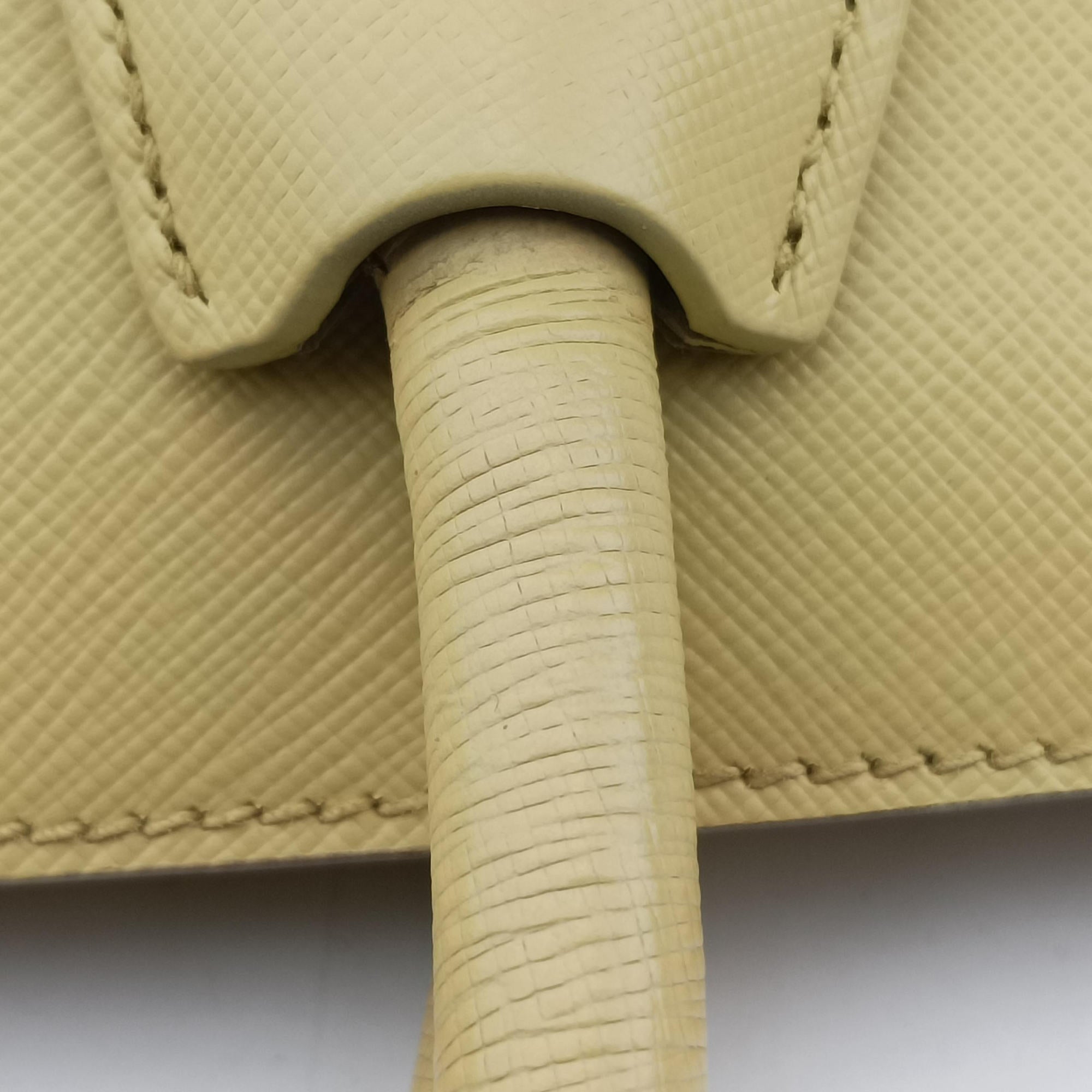 Secondhand Prada Tote bag YellowxWhite Saffiano leather  handbag | stylenewstar