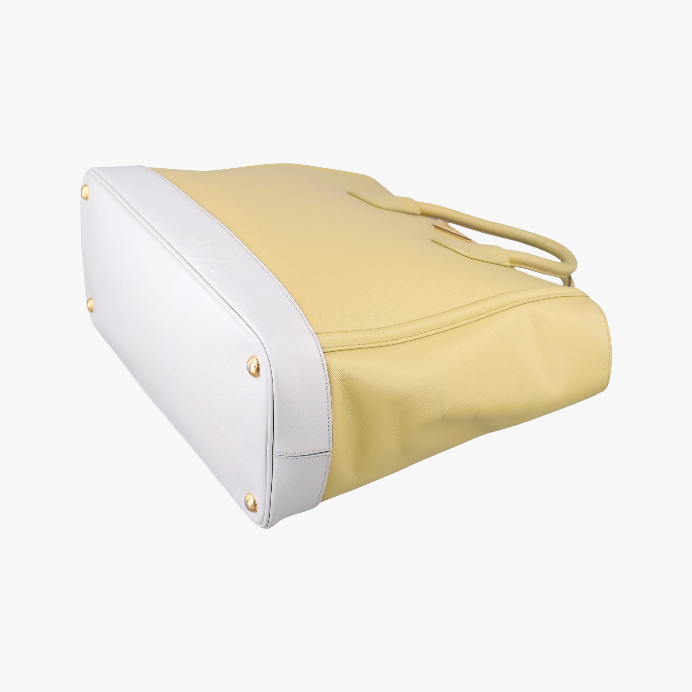 Secondhand Prada Tote bag YellowxWhite Saffiano leather  handbag | stylenewstar