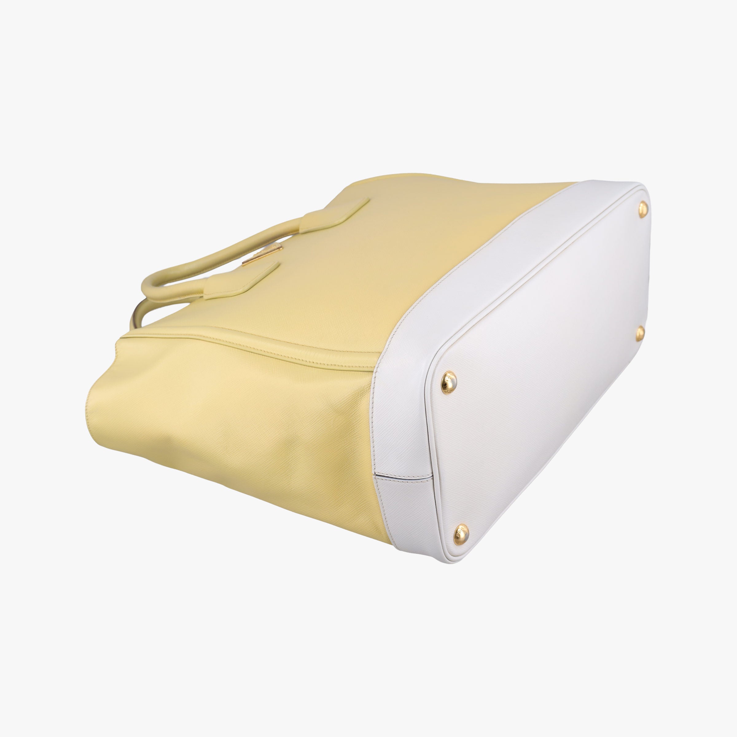 Secondhand Prada Tote bag YellowxWhite Saffiano leather  handbag | stylenewstar