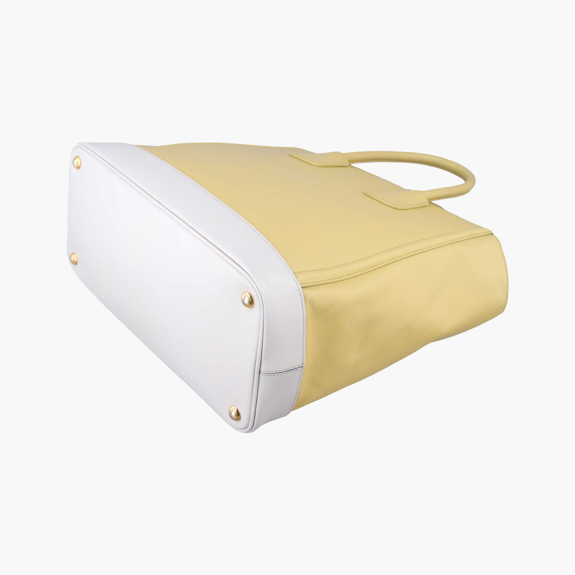 Secondhand Prada Tote bag YellowxWhite Saffiano leather  handbag | stylenewstar