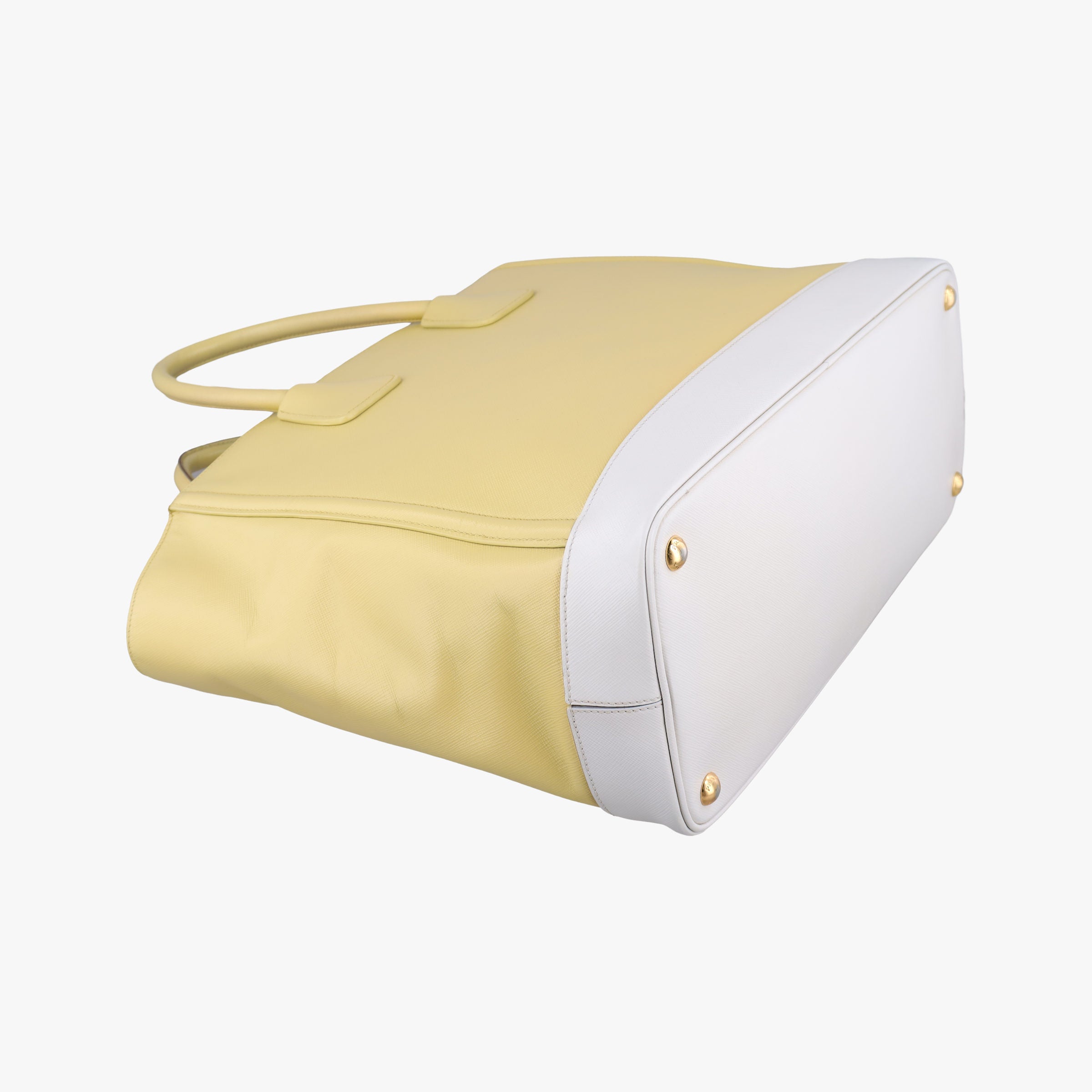 Secondhand Prada Tote bag YellowxWhite Saffiano leather  handbag | stylenewstar