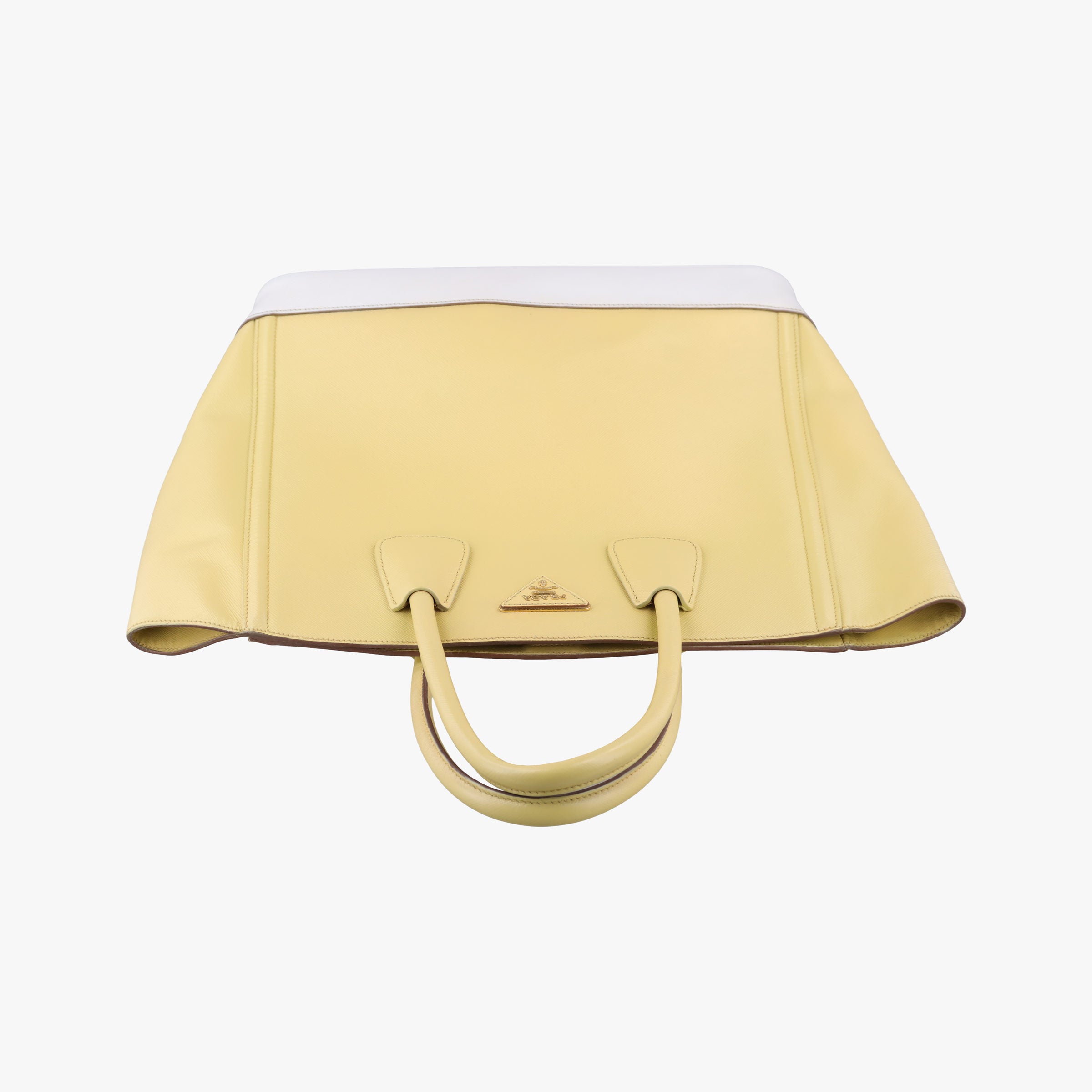 Secondhand Prada Tote bag YellowxWhite Saffiano leather  handbag | stylenewstar