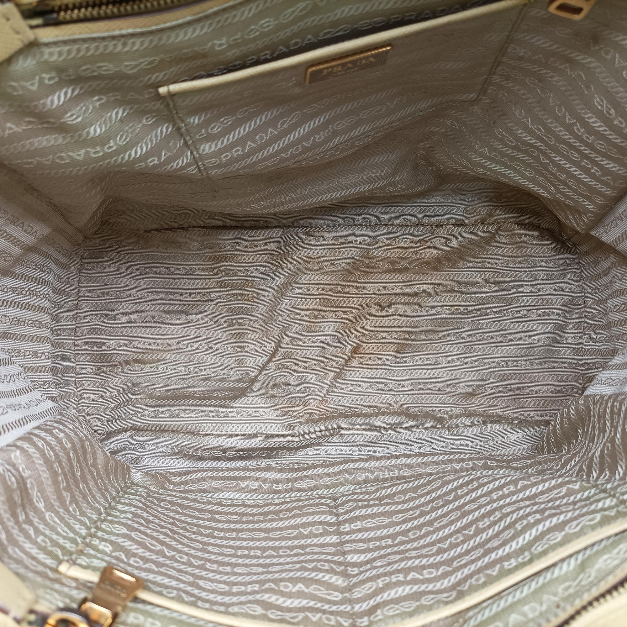 Secondhand Prada Tote bag YellowxWhite Saffiano leather  handbag | stylenewstar