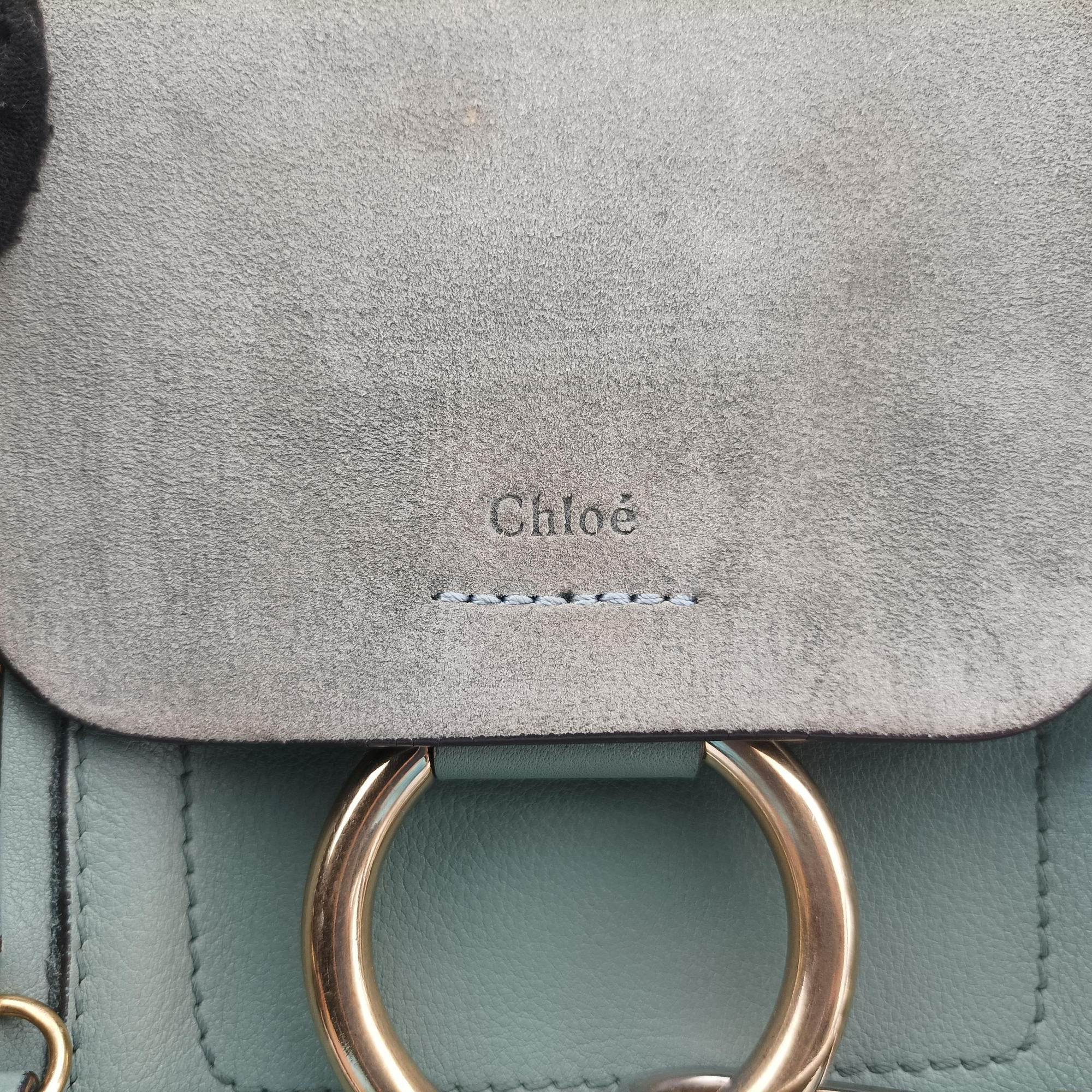 Pre-owned Chloe FAYE mini Blue Leather × Suede  backpack/rucksack | stylenewstar