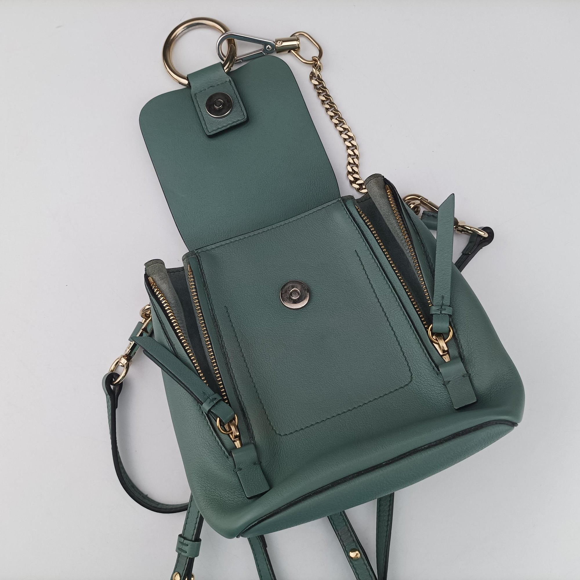 Pre-owned Chloe FAYE mini Blue Leather × Suede  backpack/rucksack | stylenewstar