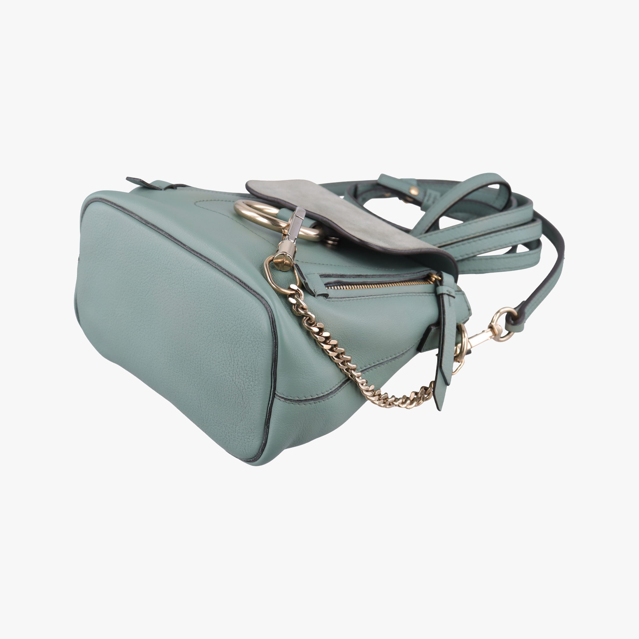 Pre-owned Chloe FAYE mini Blue Leather × Suede  backpack/rucksack | stylenewstar