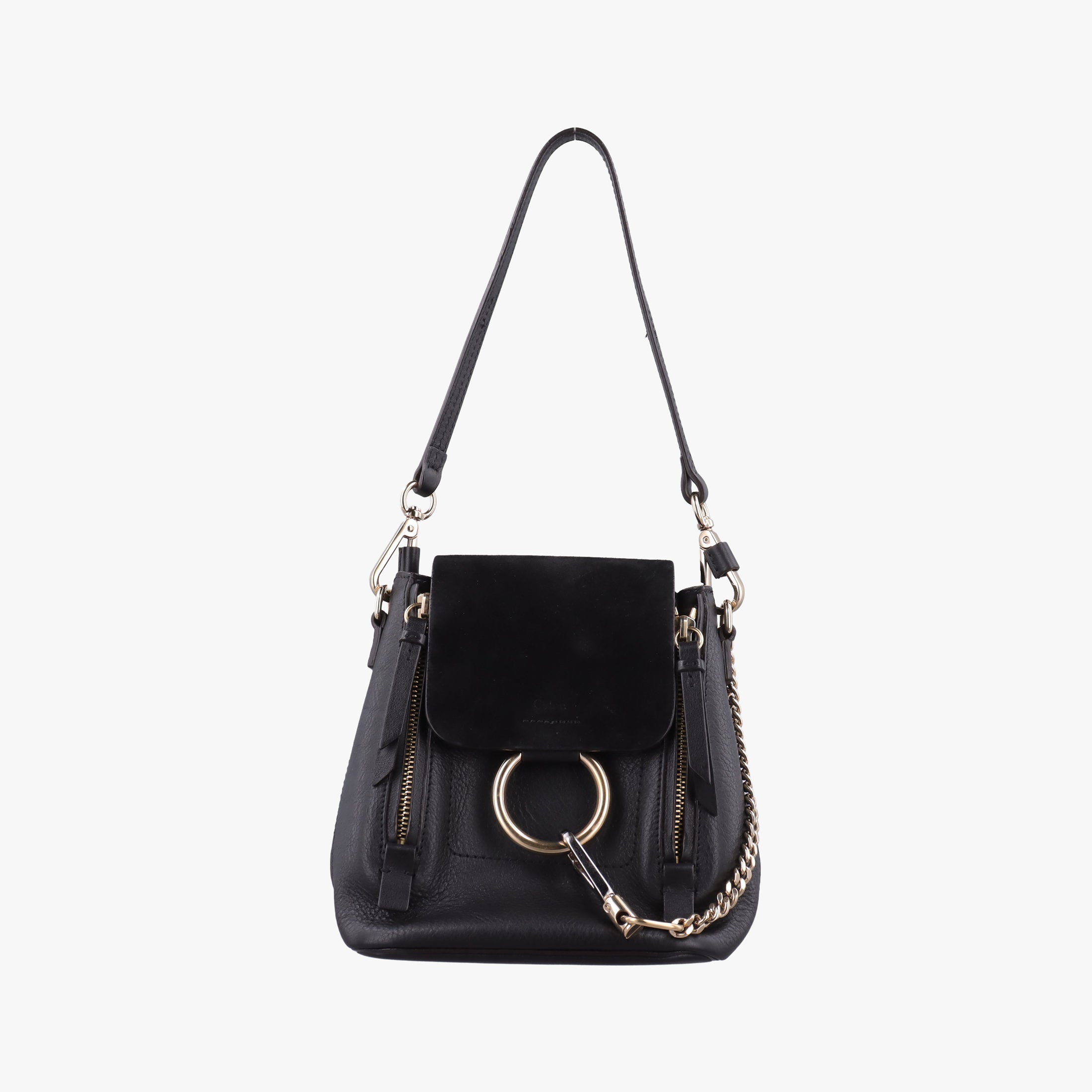 Pre-owned Chloe FAYE Black Leather × suede  backpack/rucksack | stylenewstar