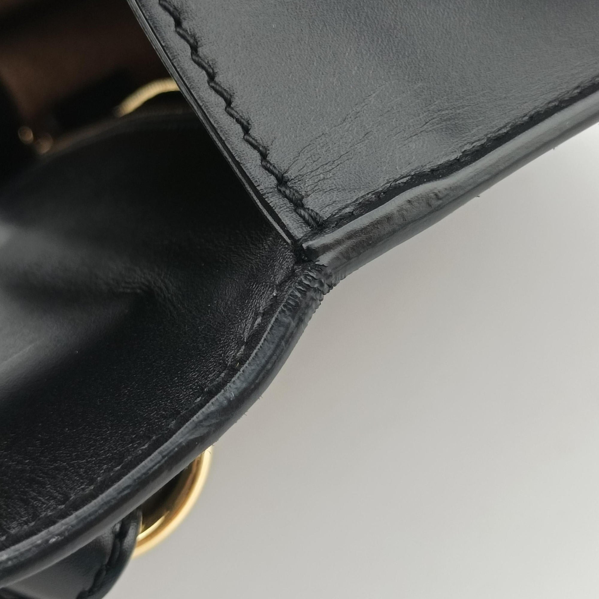 Pre-owned Gucci Sylvie Black×green×red Leather 421882 shoulderbag | stylenewstar