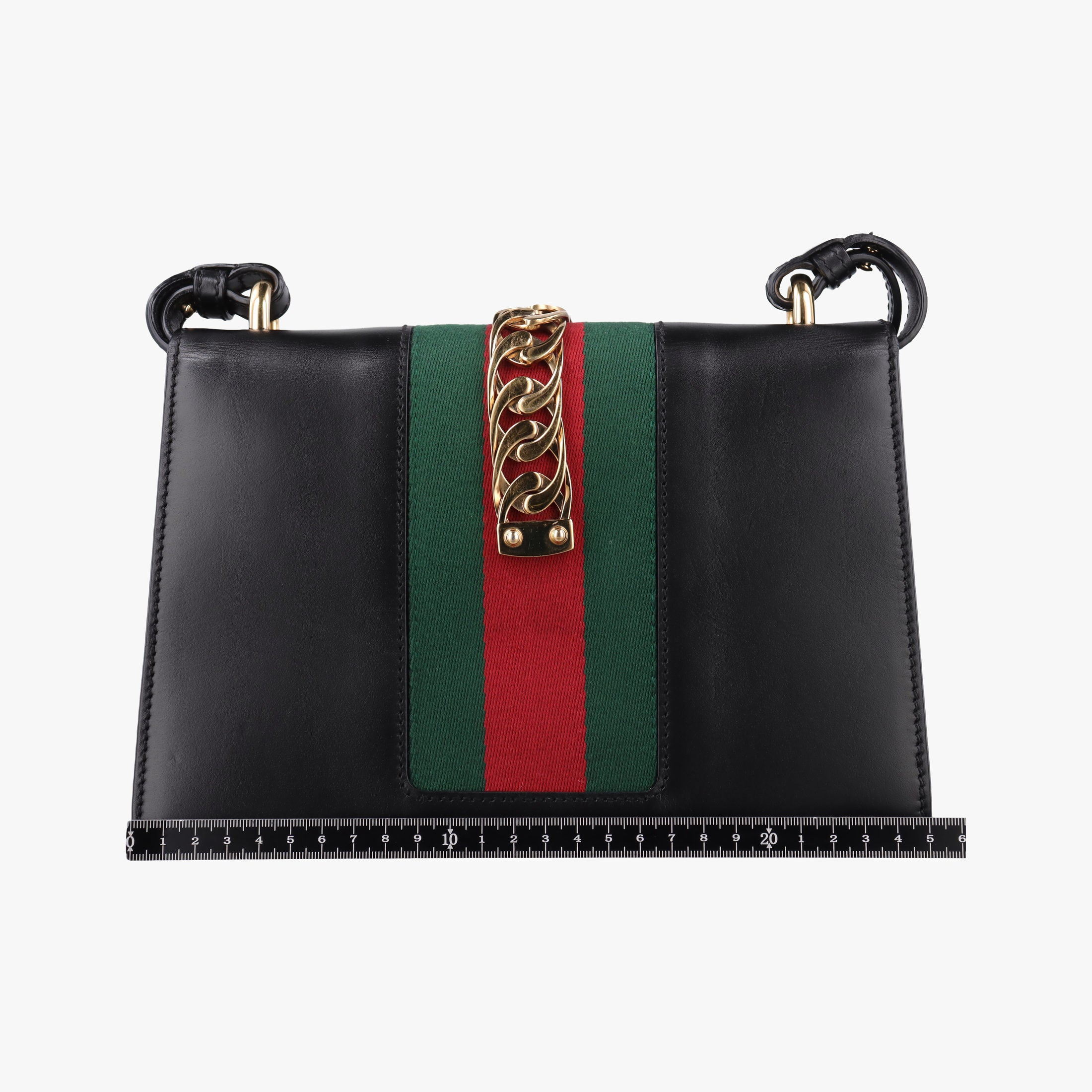 Pre-owned Gucci Sylvie Black×green×red Leather 421882 shoulderbag | stylenewstar